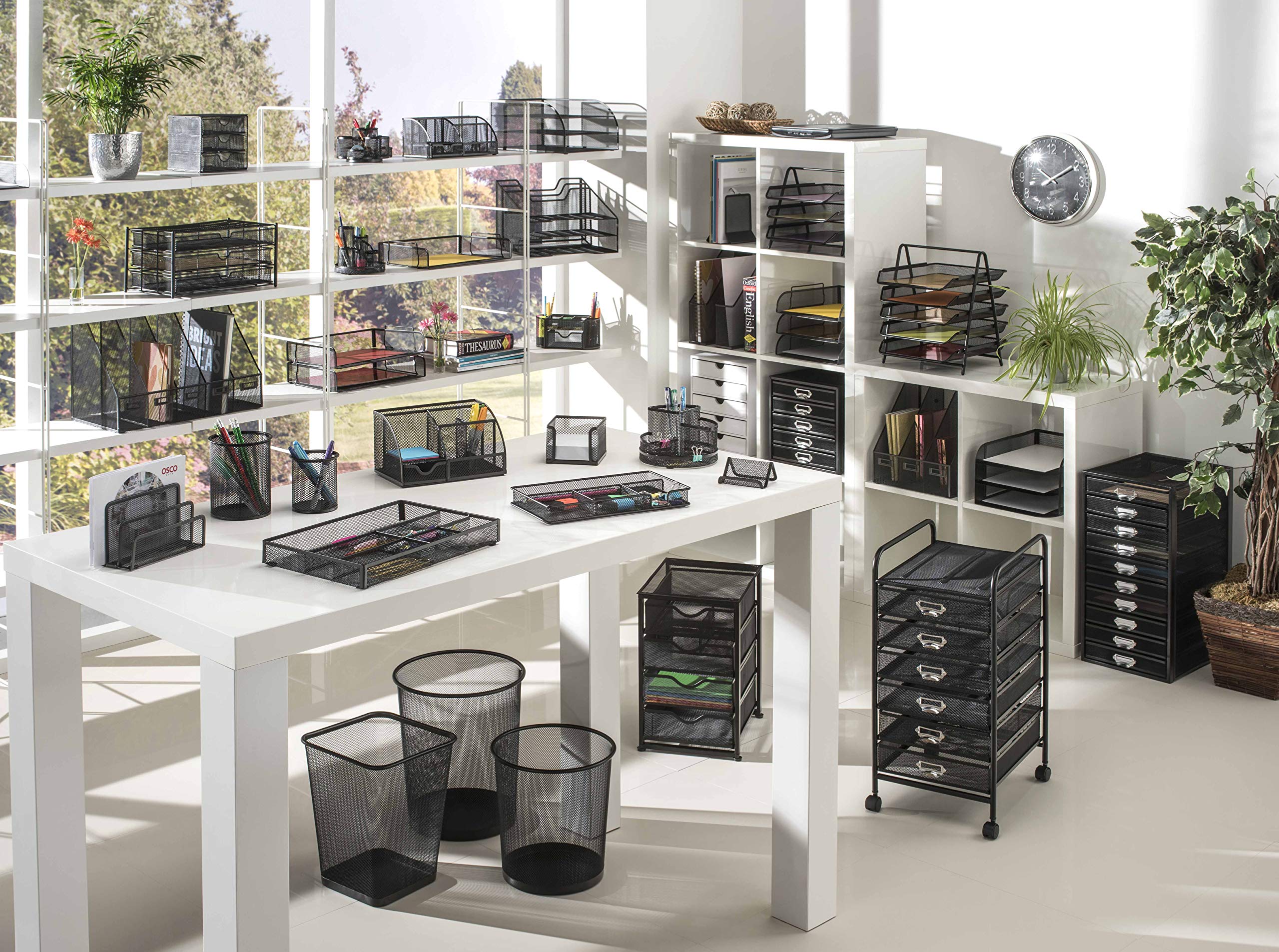 Osco Black Wiremesh Magazine Rack - Durable Steel Mesh Storage | Stackable | H320 x W75 x D250 mm 6