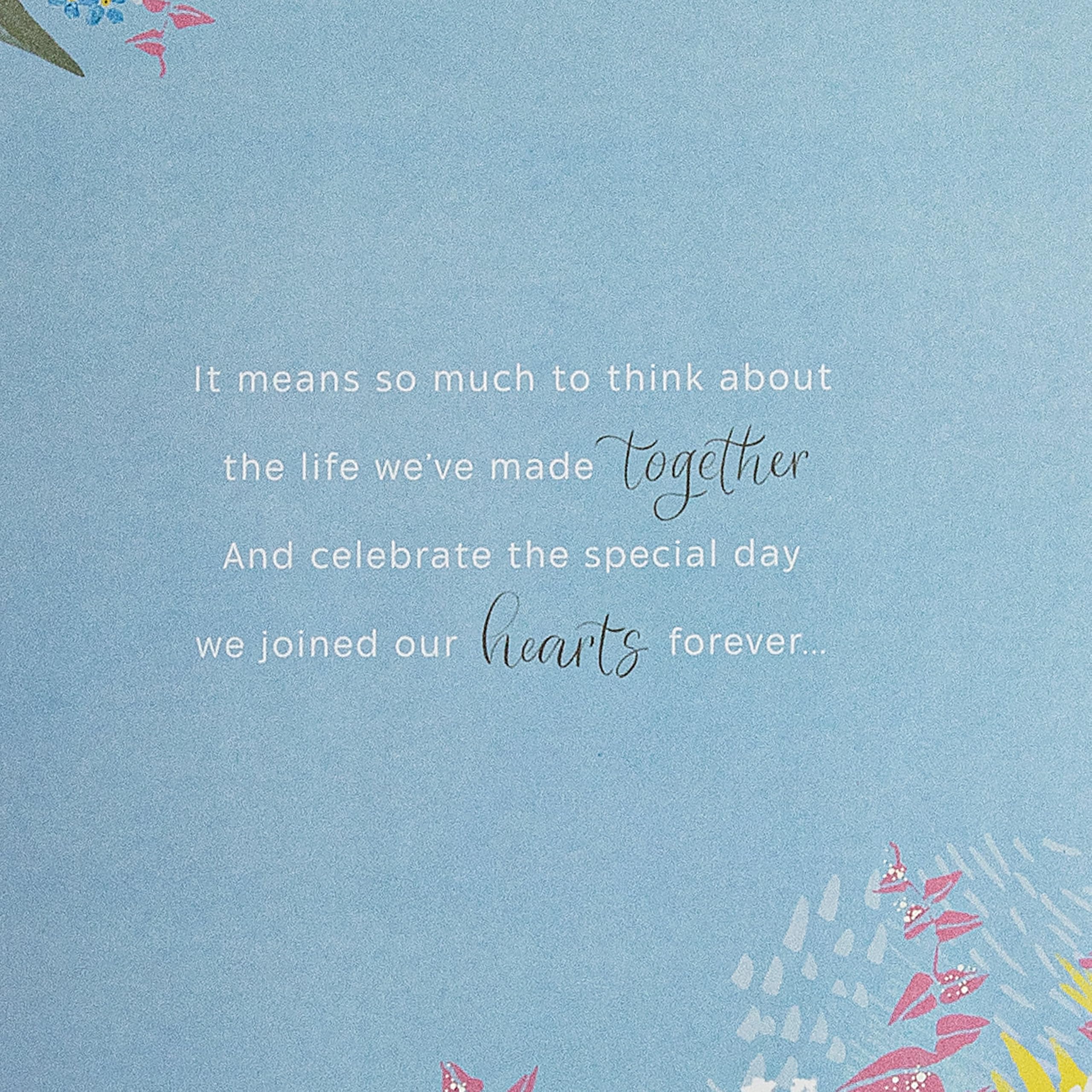 Hallmark Anniversary Card for Wife - Pink Florals Design with Raffia Bow & Foil Accents 5