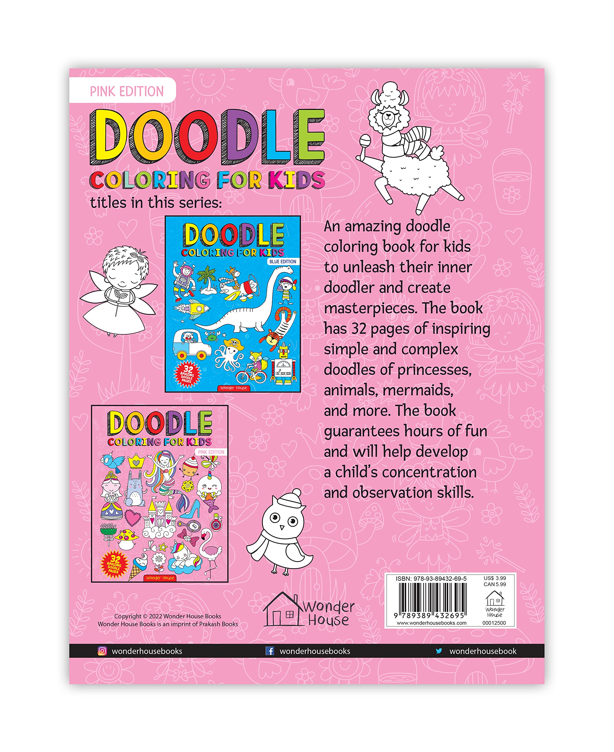 Wonder House Doodle Coloring For Kids - Pink Edition Coloring Book | Ages 3-8 | 32 Pages 8