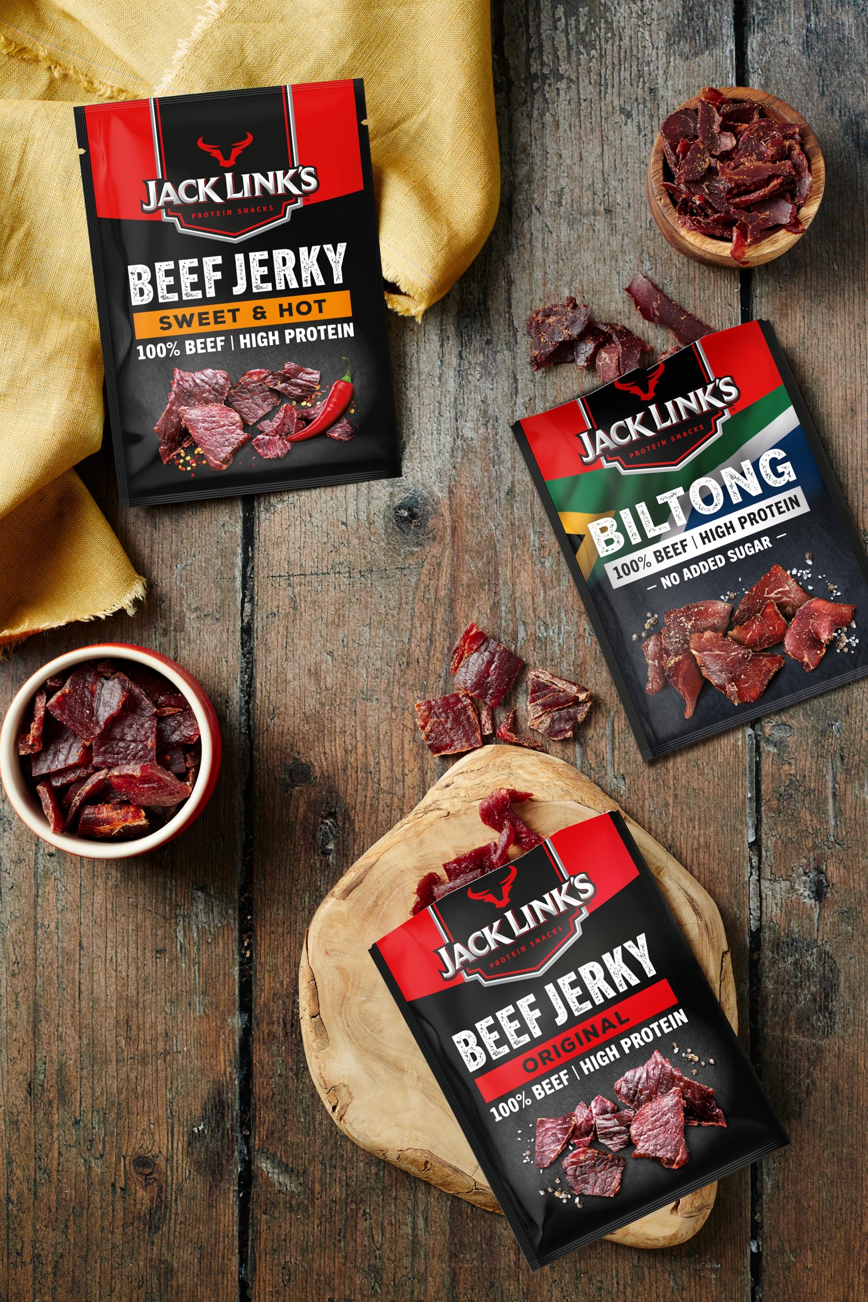Jack Link's Beef Jerky Sweet &amp; Hot - Box mit 12 x 60 g - Trockenfleisch-Snack 7