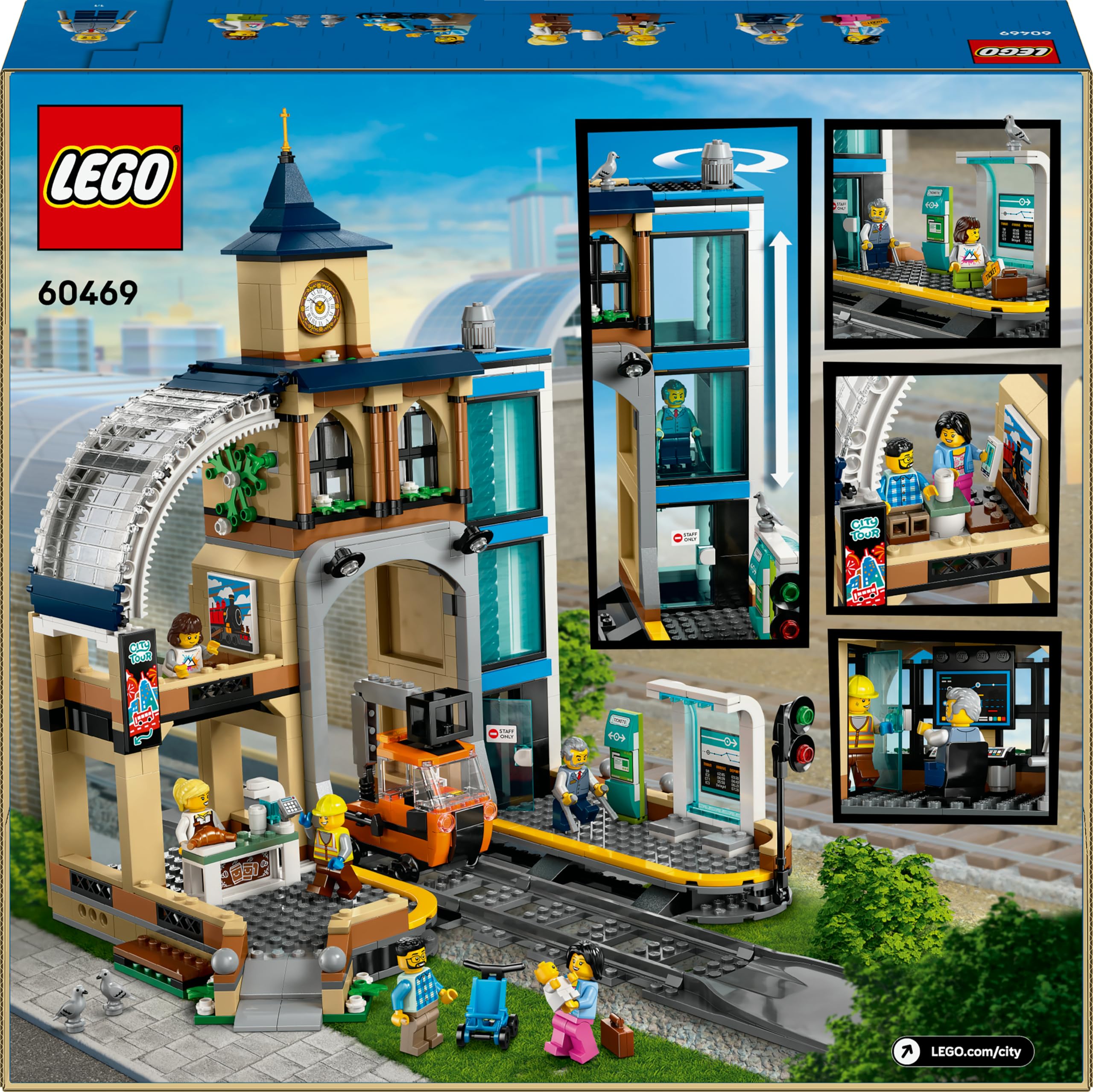 LEGO City Central Train Station Set with Maintenance Vehicle - Building Toy for Kids 7+ 8