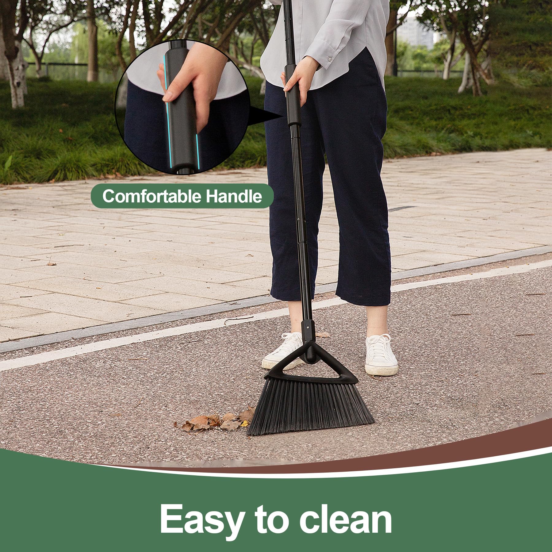 Eyliden Heavy Duty Angle Broom with Long Handle - 57.48 Inch Commercial Broom for Indoor & Outdoor Cleaning 7