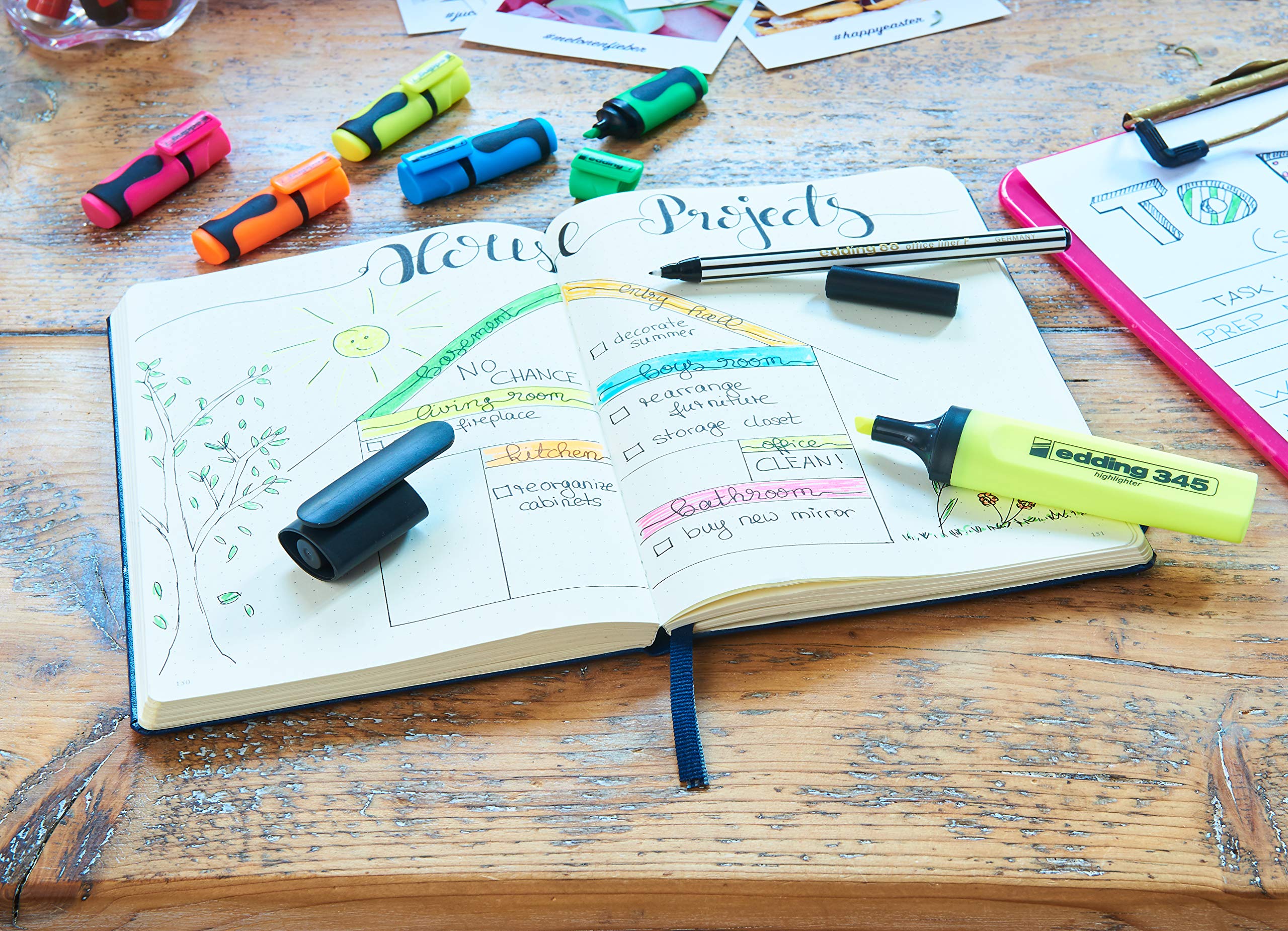 edding 7 Mini Highlighter - 5 Pack Neon Colours | Chisel Nib | Water-Based Ink 8