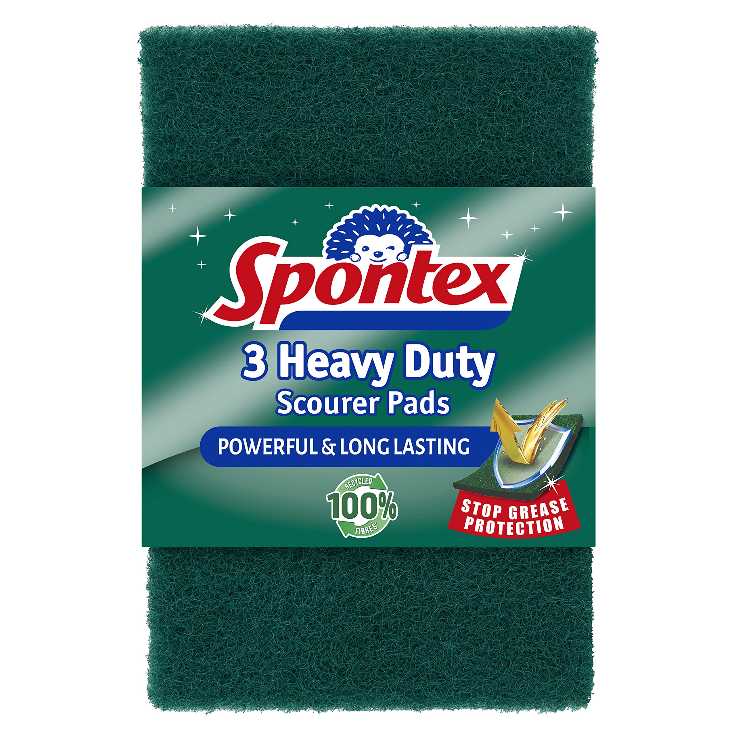 Spontex Heavy Duty Scourer Pads - Powerful Cleaning for Tough Grease | 3 Count