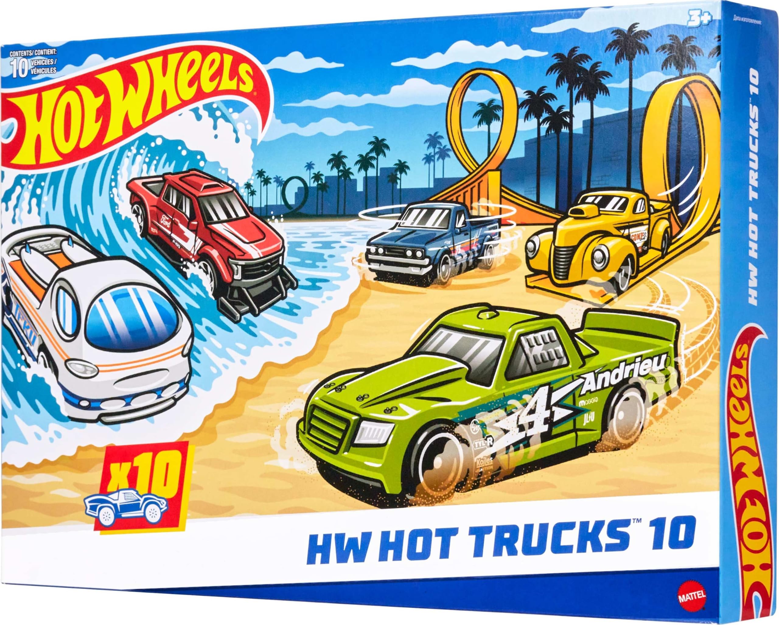 Hot Wheels 1:64 Scale Trucks 10-Pack - Die-Cast Metal Toy Vehicles for Ages 3+ 1