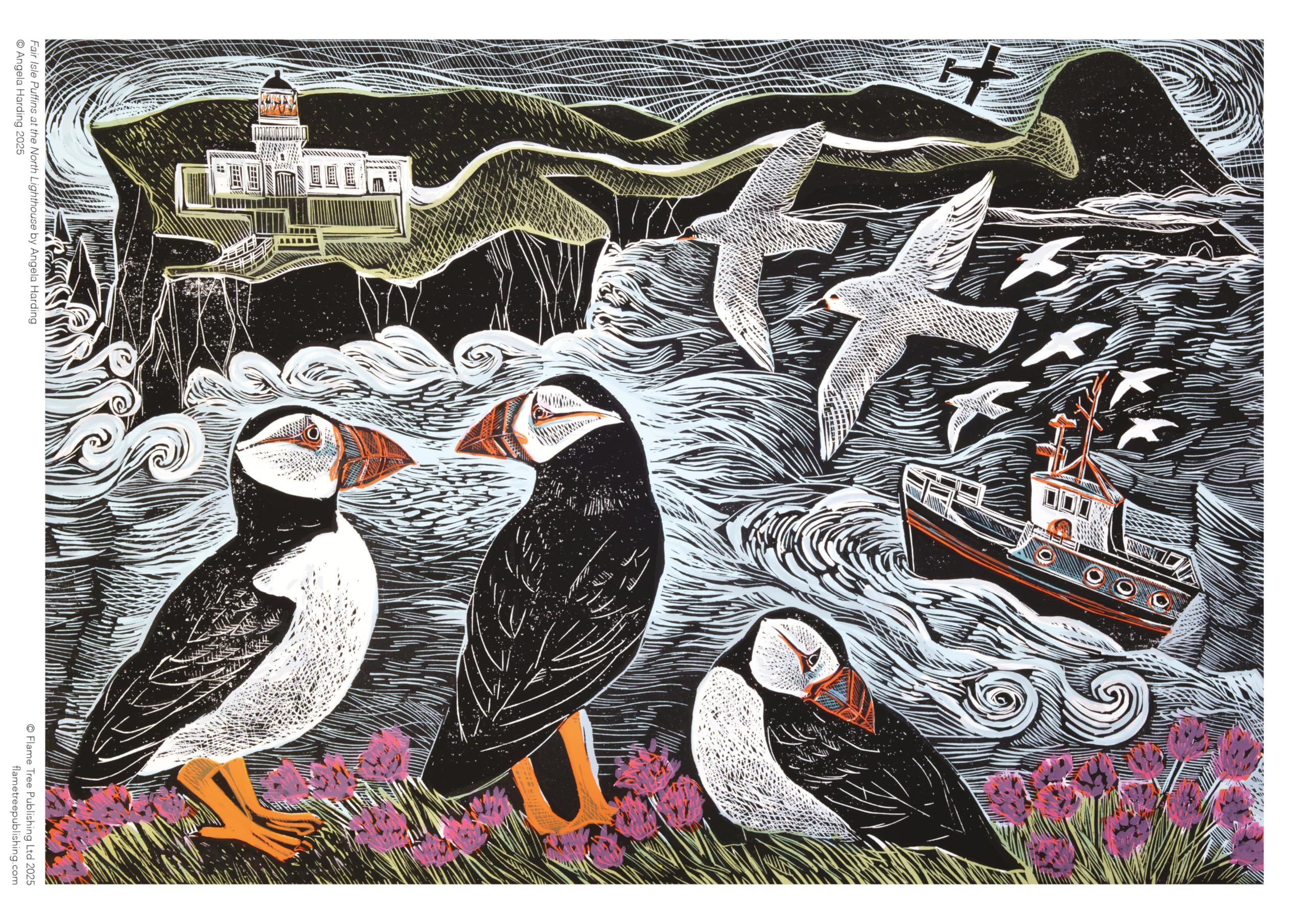 Flame Tree Gift Angela Harding Fair Isle Puffins Jigsaw Puzzle - 1000 Pieces | FSC Certified | Plastic-Free Packaging 4