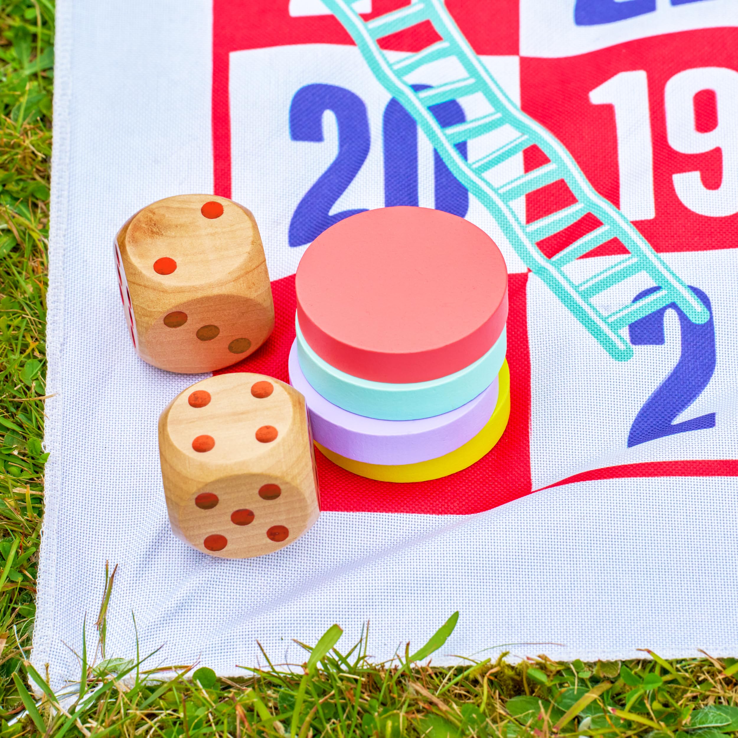 TP Toys Giant Snakes & Ladders Outdoor Game - 2-4 Players, Ages 3+, FSC Wood Mat 1m x 1m 4
