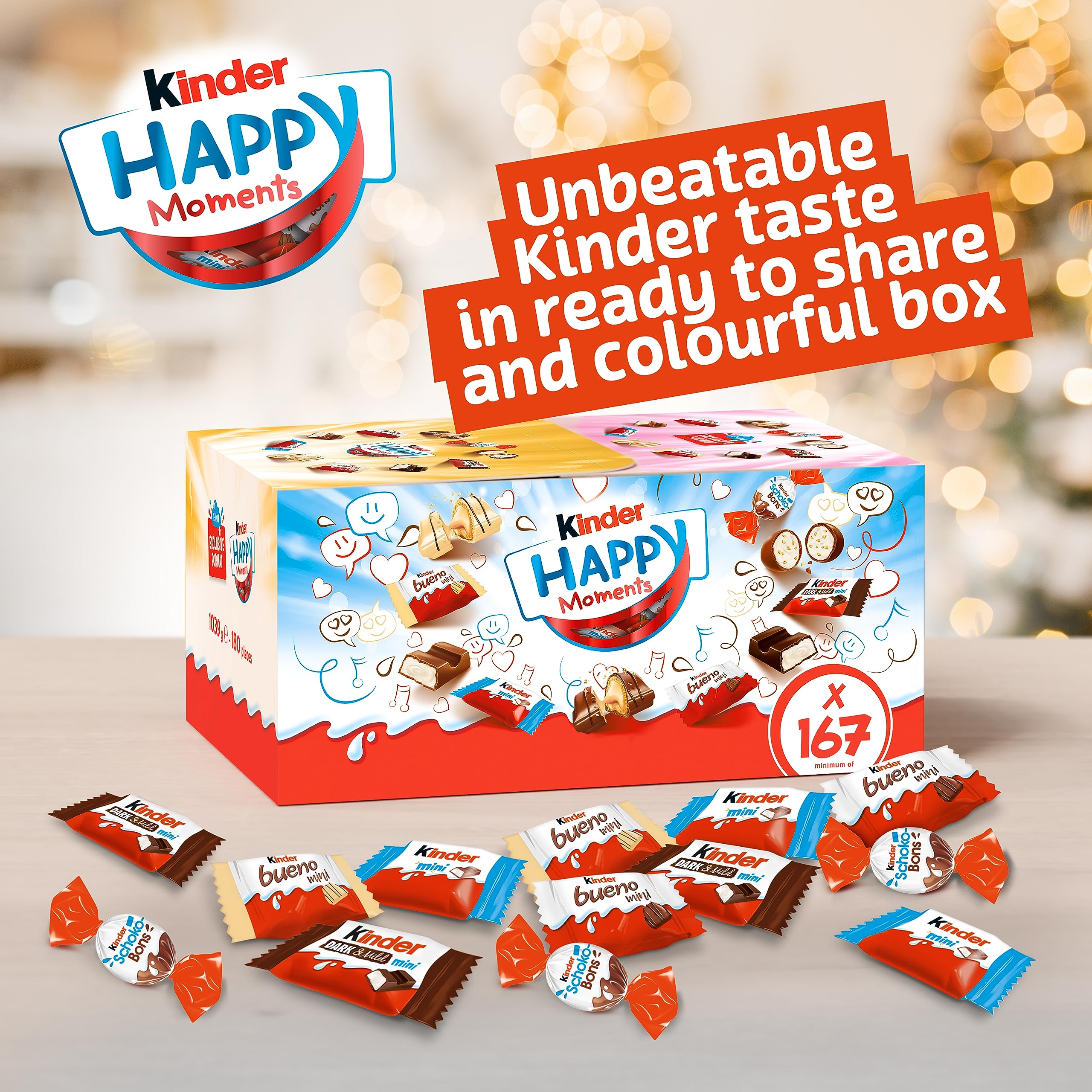 Kinder Happy Moments Exklusive Schokoladen-Geschenkbox – 1 kg Großpackung zum Teilen mit verschiedenen Minis 5