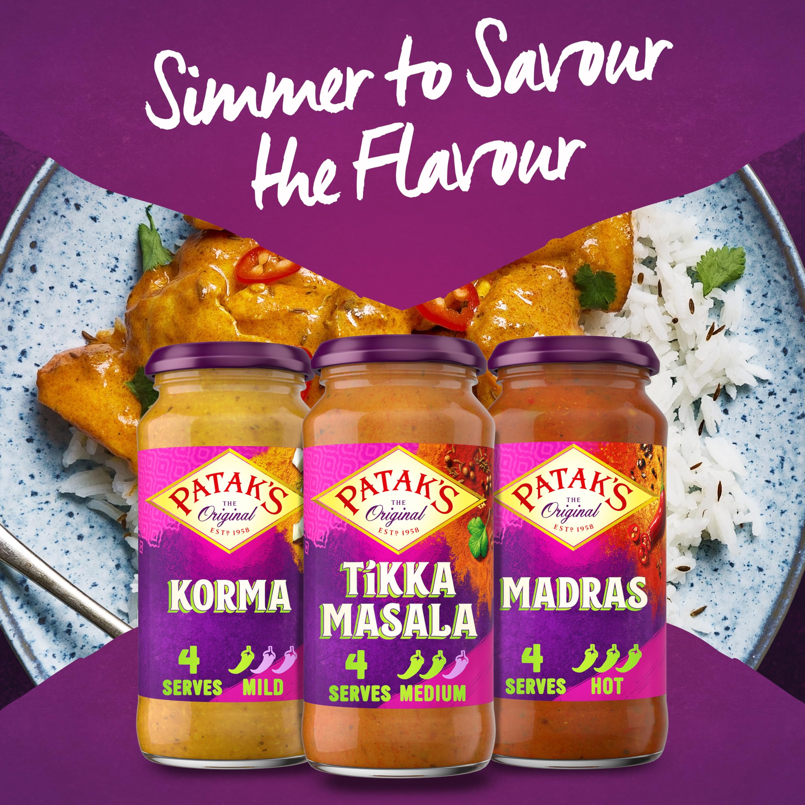 Patak's Butter Chicken Curry Sauce - Mild Spice, Serves 4 | 450g 3