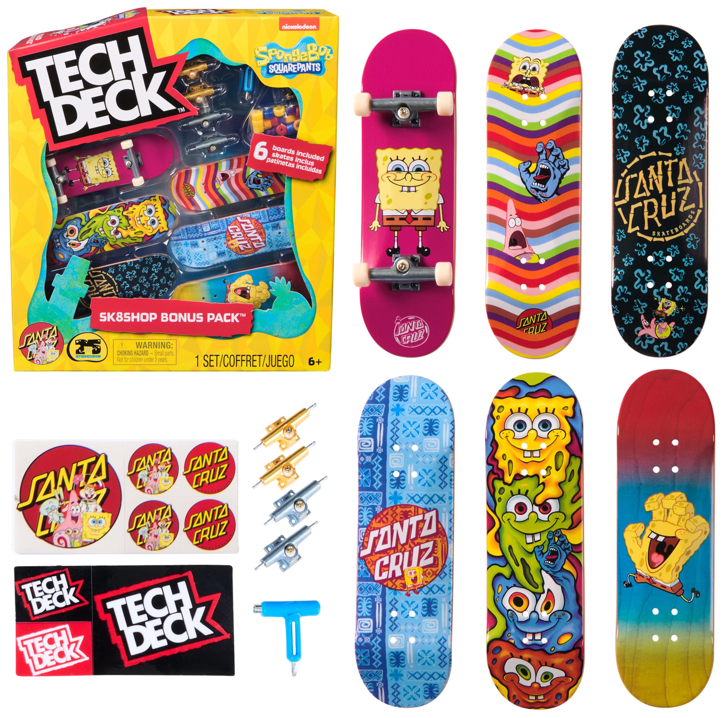 Tech Deck Spongebob Sk8shop Fingerboard Bonus Pack | Customize 3 Boards | Ages 6+