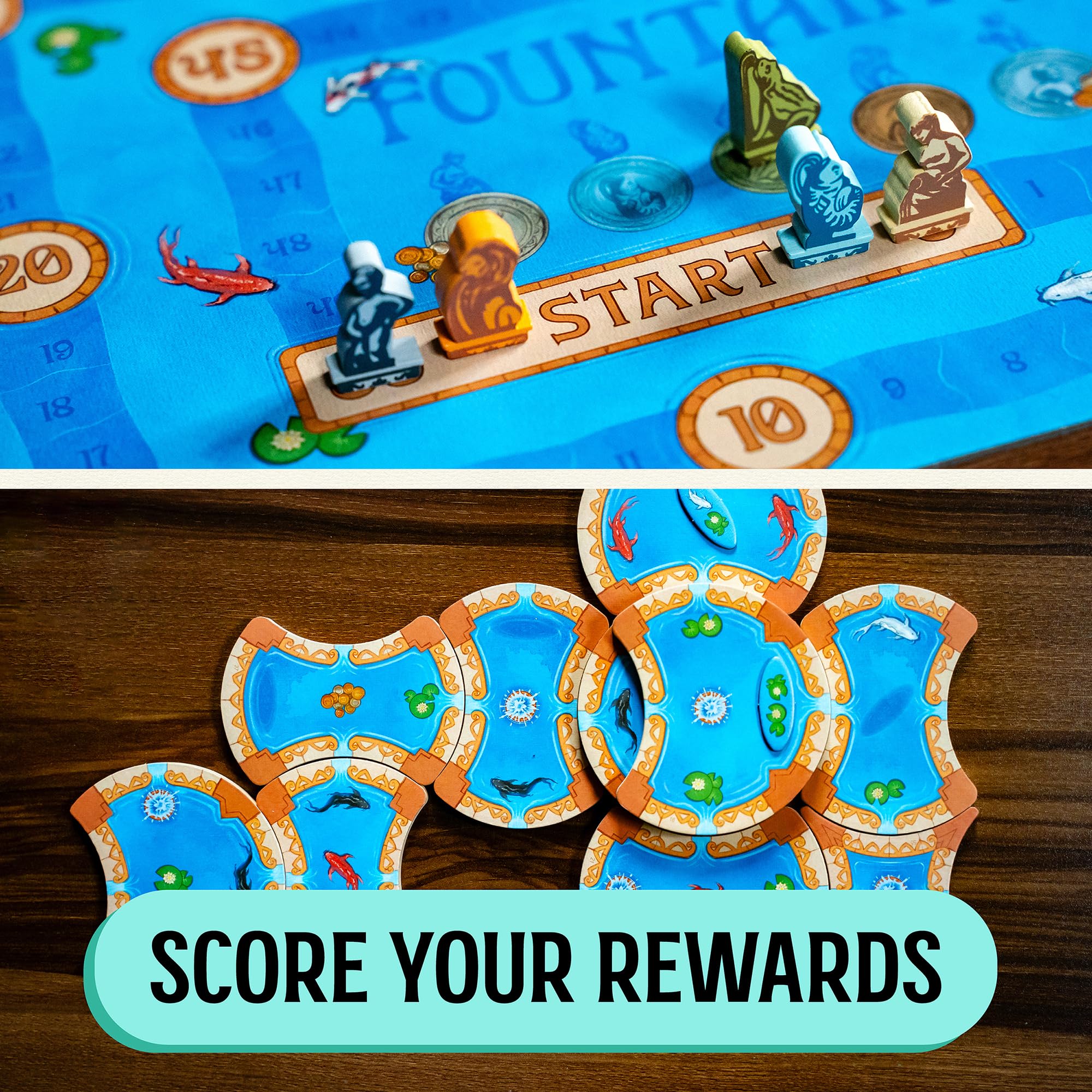 USAopoly Fountains Board Game | Ages 10+ | 1-5 Players | 30-45+ Minutes