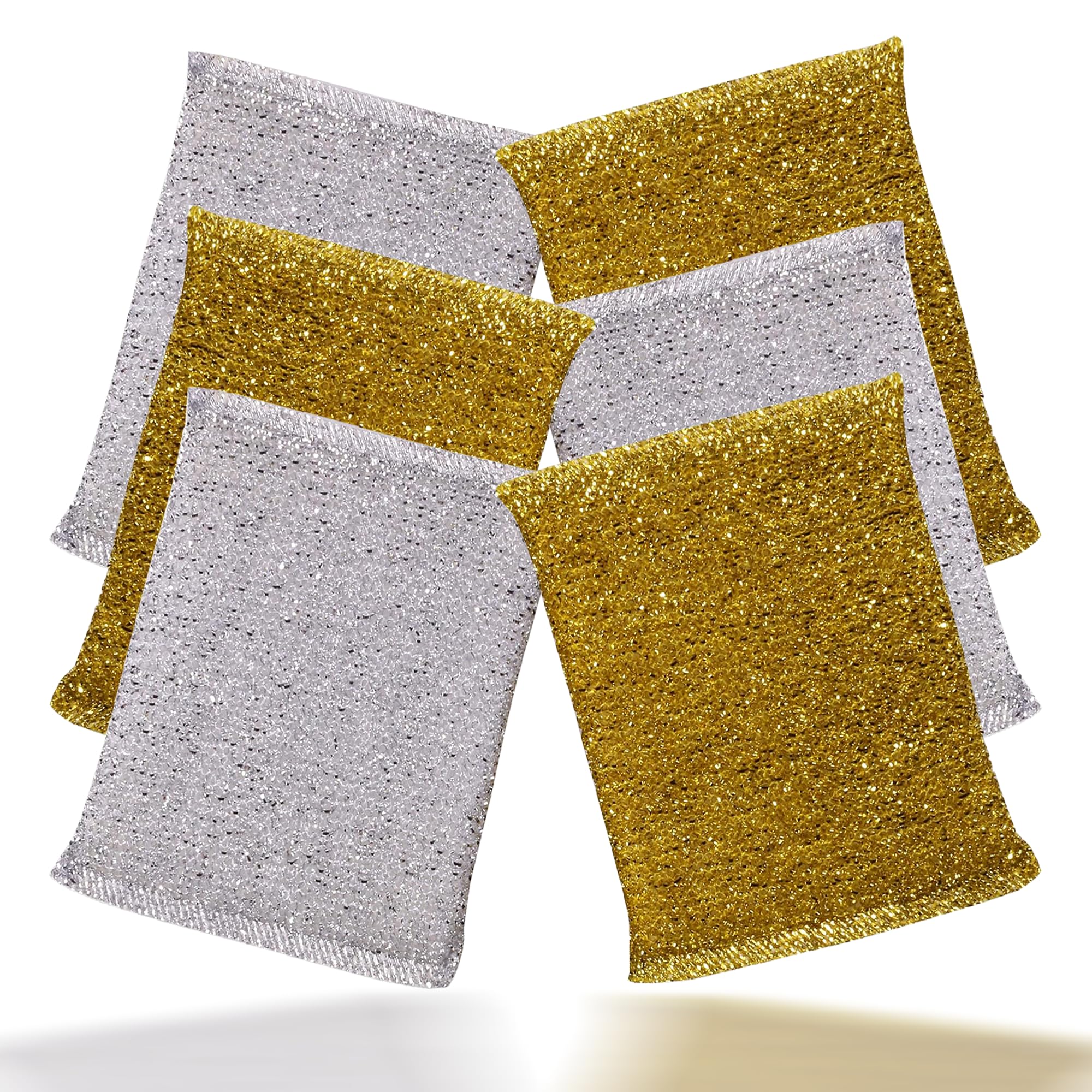 G4GADGET Metallic Scouring Pads - 6 Pack Non-Scratch Polypropylene Kitchen Scourer | Rust-Resistant