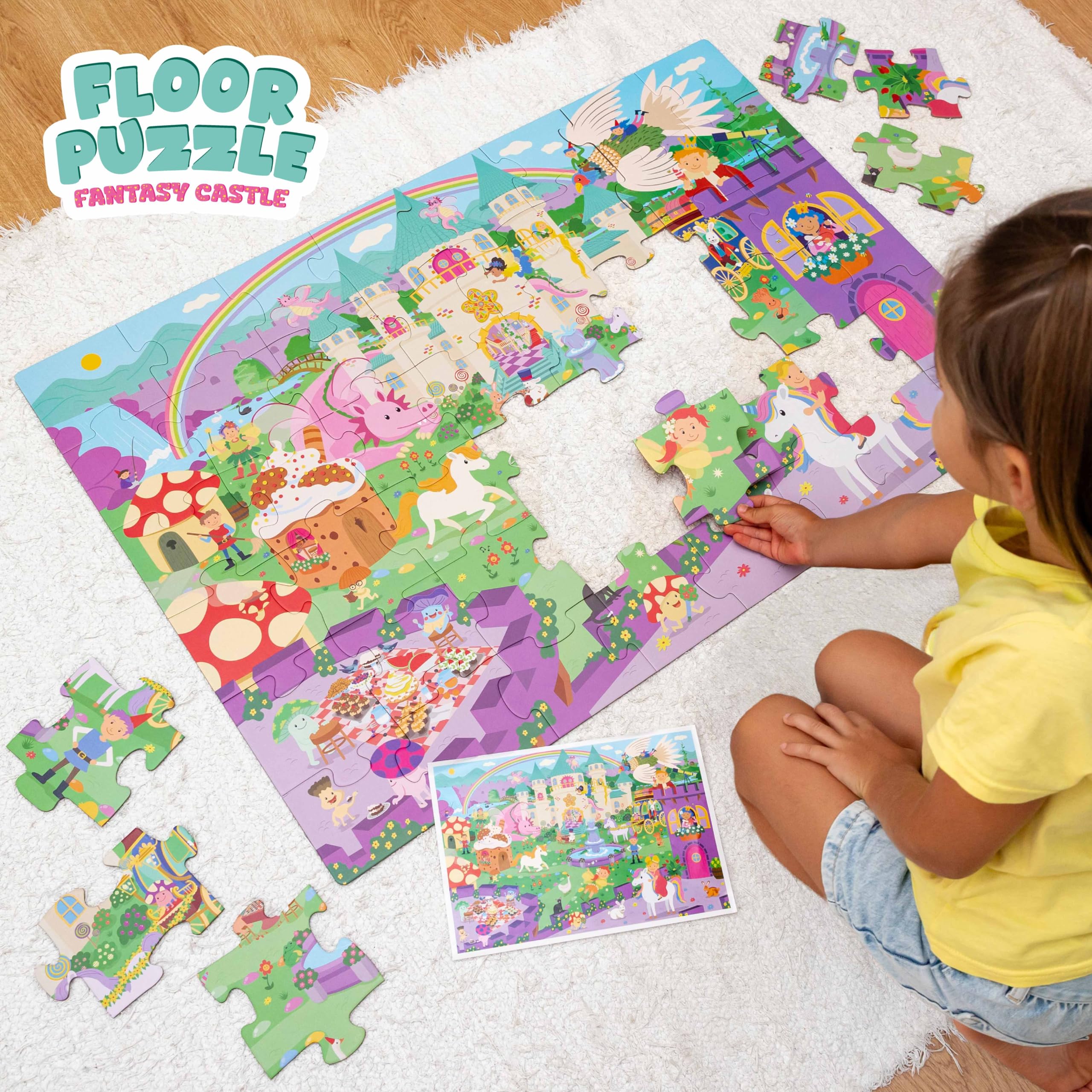BONNYCO Giant Fantasy Castle Floor Puzzle - 48 Large Pieces, Ages 2+ 9