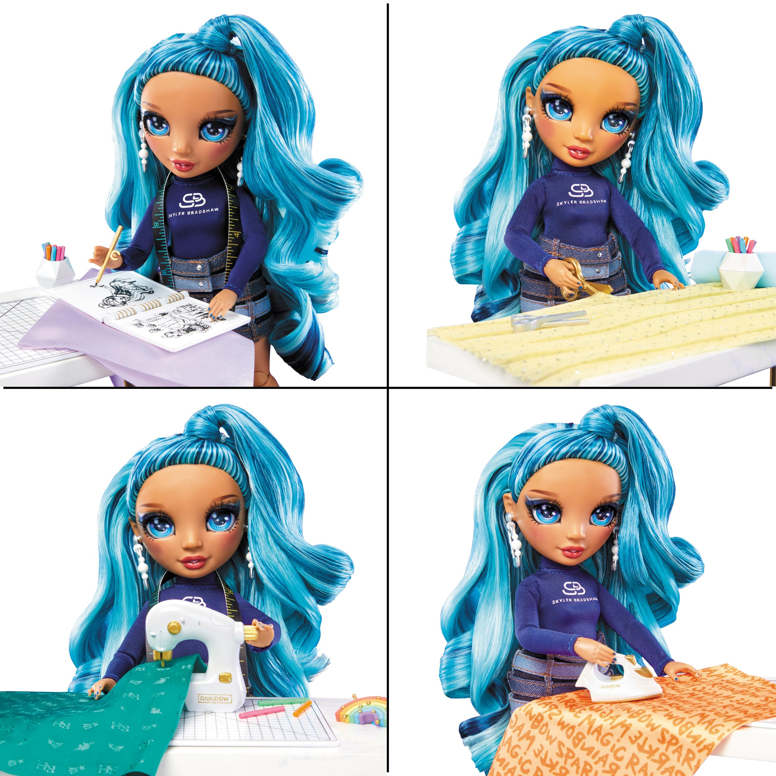 Rainbow High Dream & Design Fashion Studio Playset with Skyler Bradshaw Doll - No Sew Fashion Kit for Kids 12