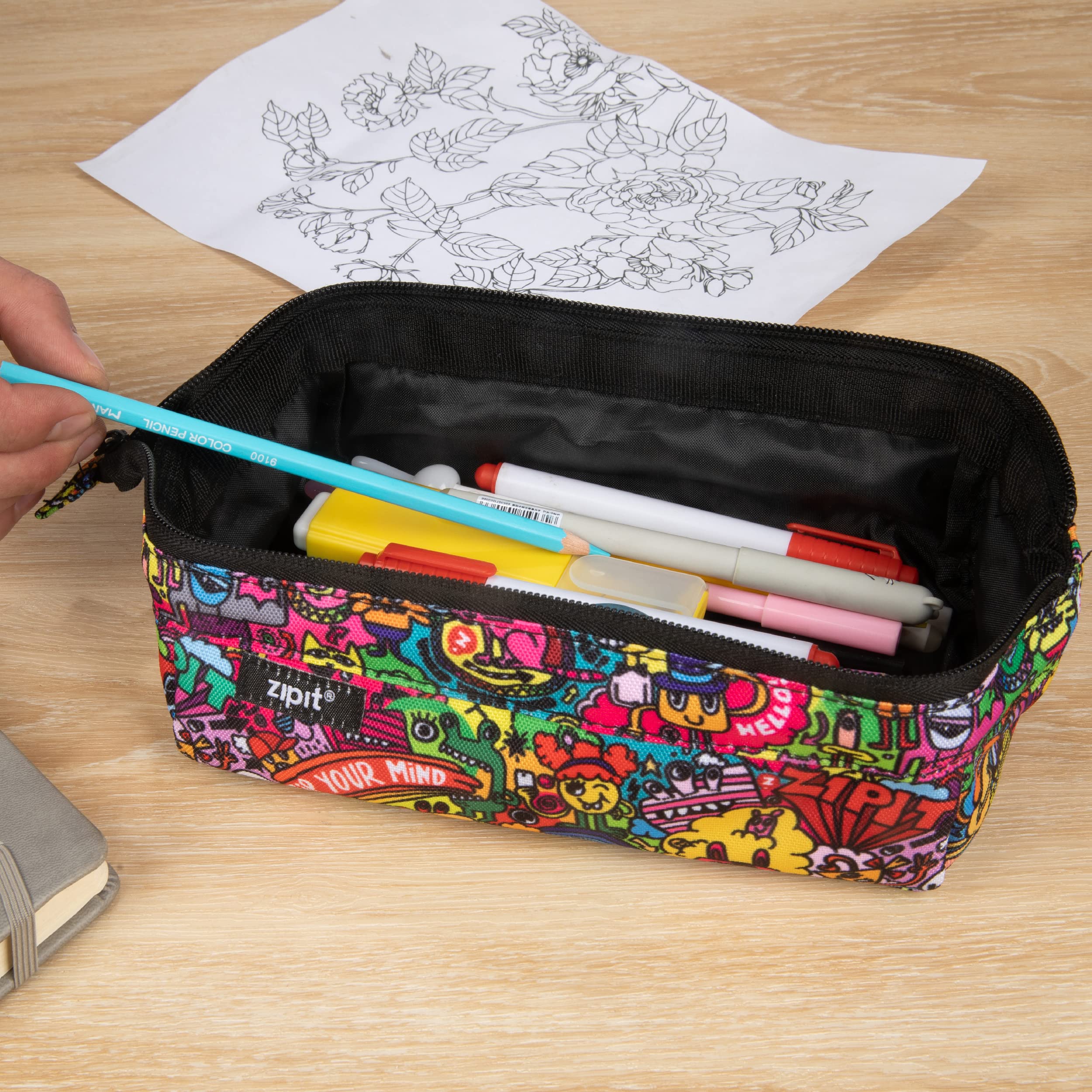 ZIPIT Lenny Pencil Case - Large Capacity (55 Pens) | Machine Washable | Lifetime Warranty 5