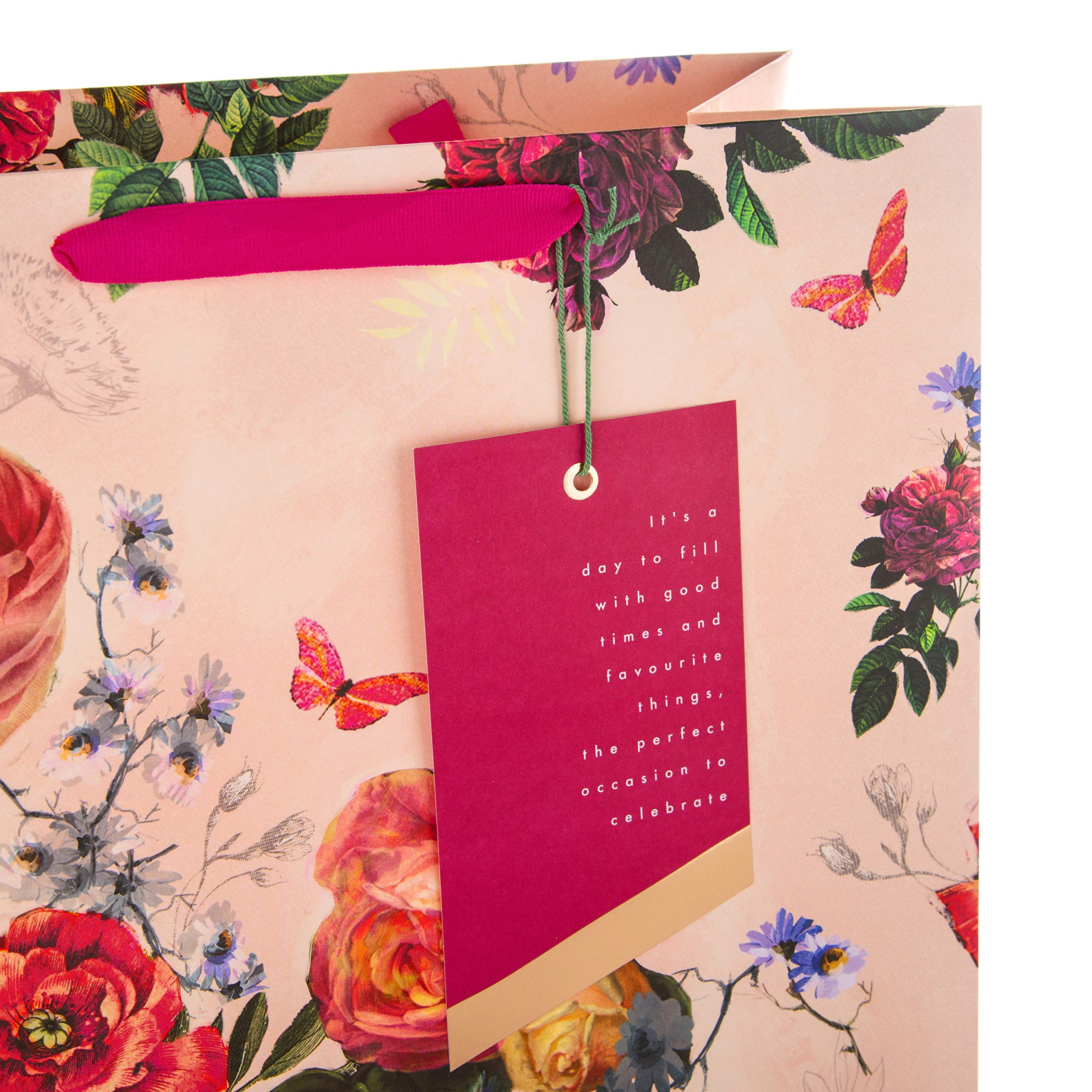 Hallmark Large Gift Bag - Elegant Floral Design | Landscape Orientation | 33cm x 26.5cm x 14.6cm 3
