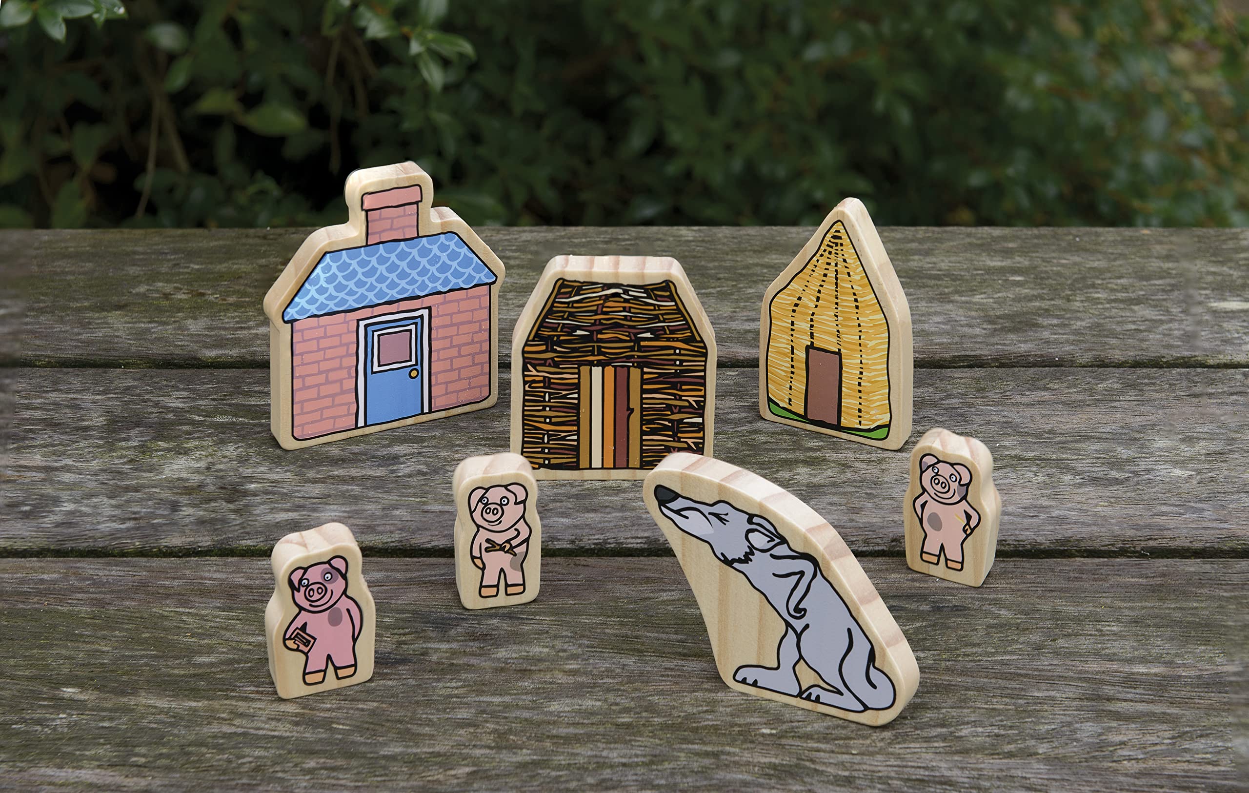 Yellow Door The Three Little Pigs Character Set - Wooden Storytelling Playset for Toddlers 3