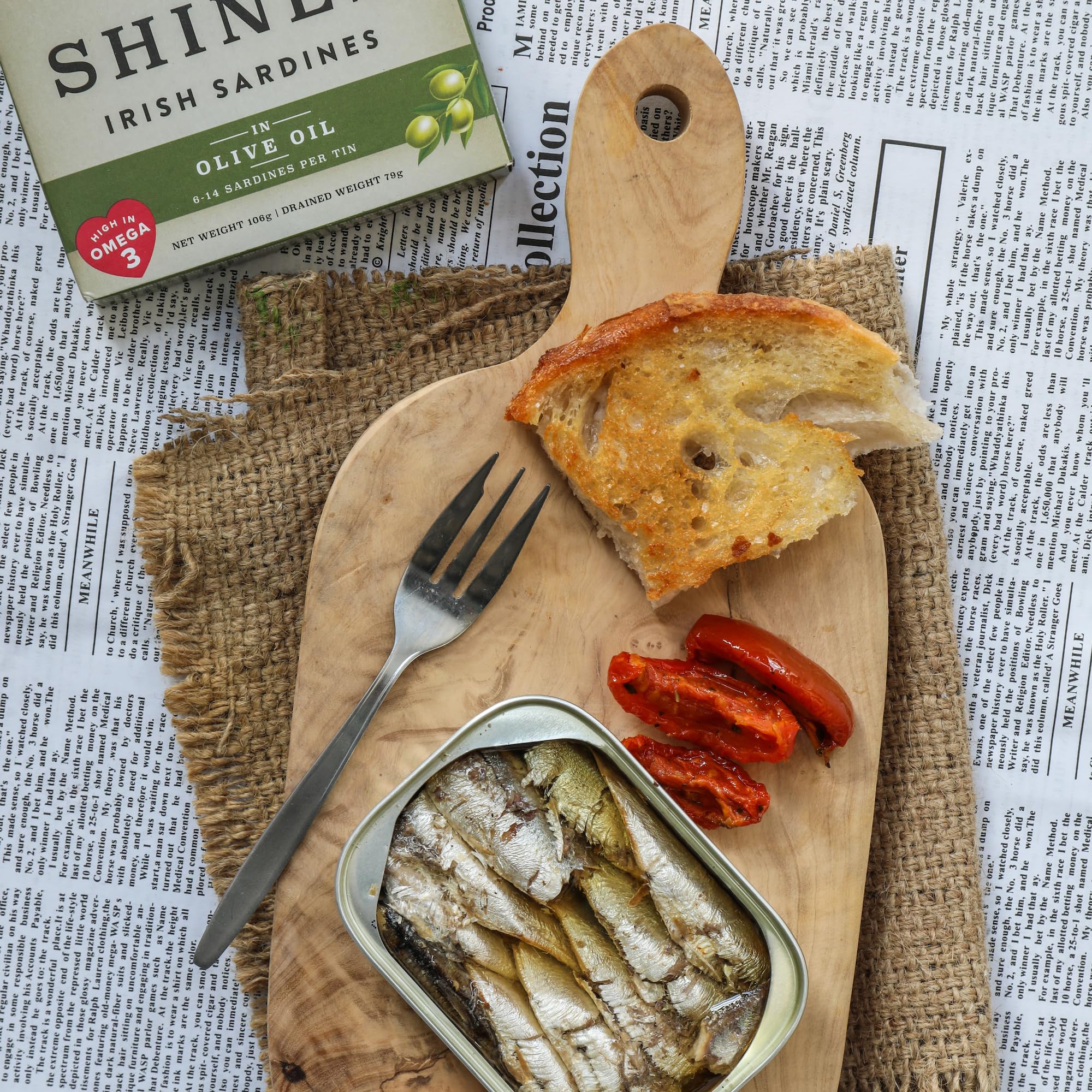 Shines Tinned Sardines in Olive Oil, Tomato Sauce & Spring Water - Whole Brisling Sardines, 3 x 106g