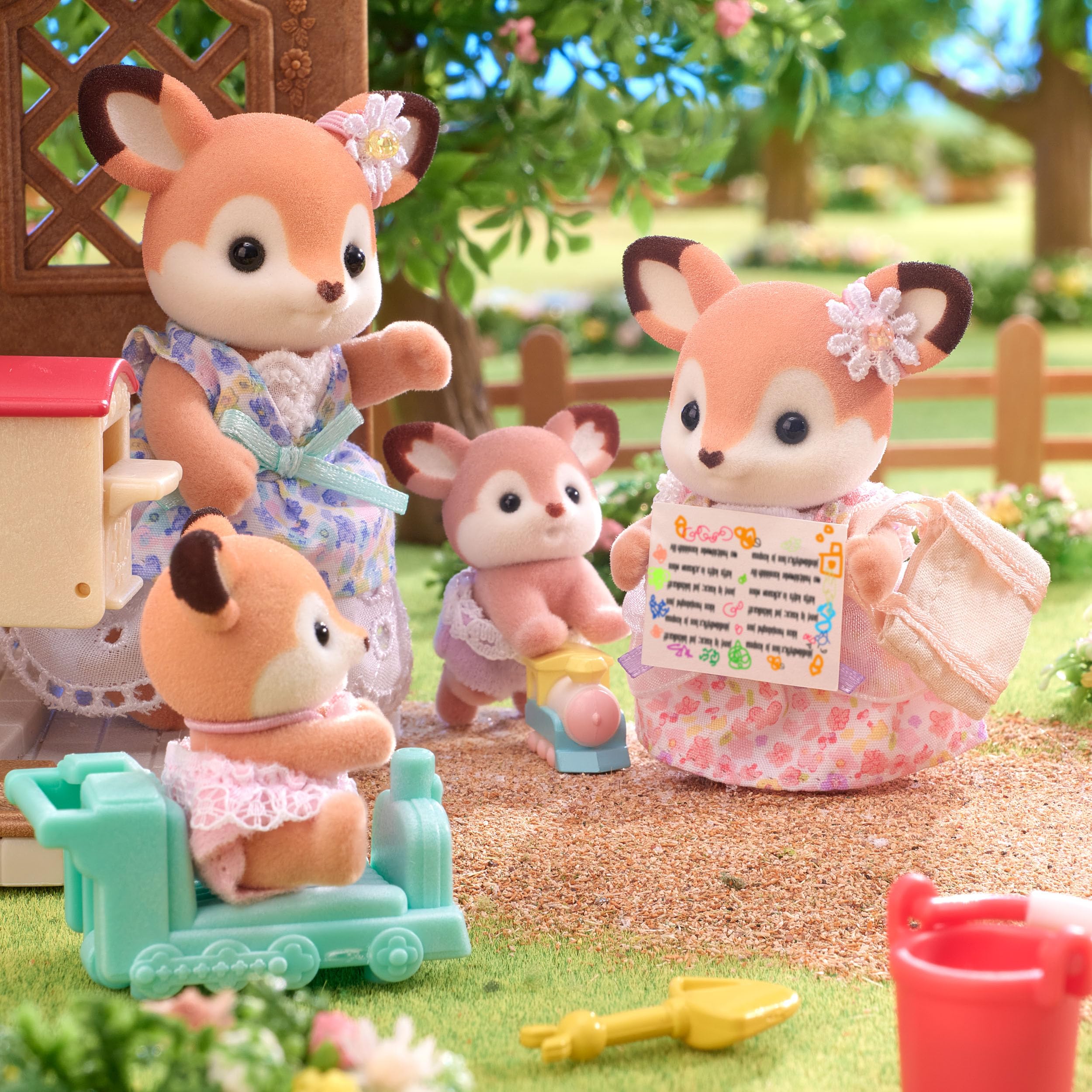 EPOCH Sylvanian Families Deer Twins 5800 with Pushcar | Ages 3+ | Colourful PVC Figures 8