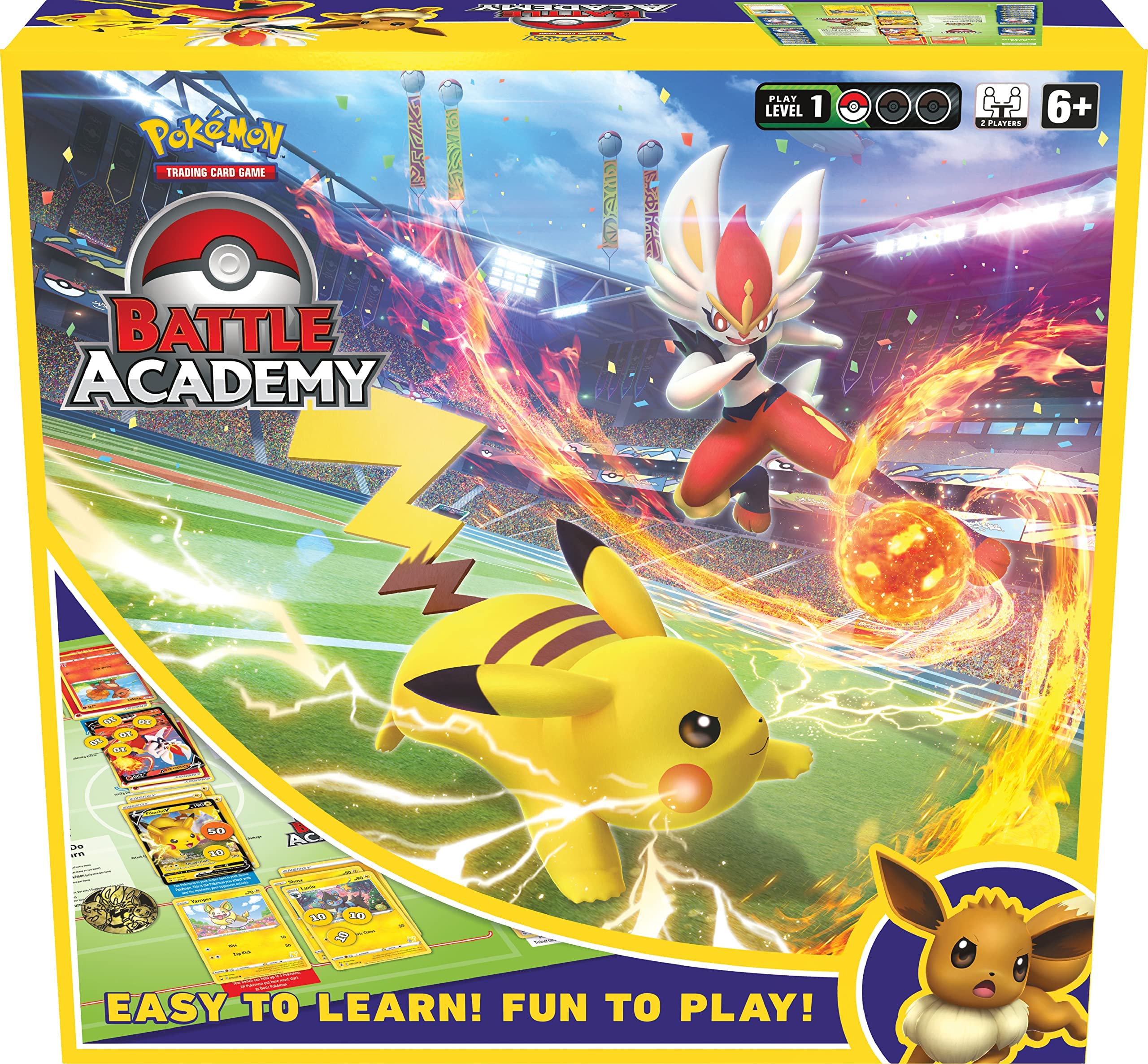 Pokémon-Sammelkartenspiel Battle Academy mit Cinderace V, Pikachu V und Eevee V 3