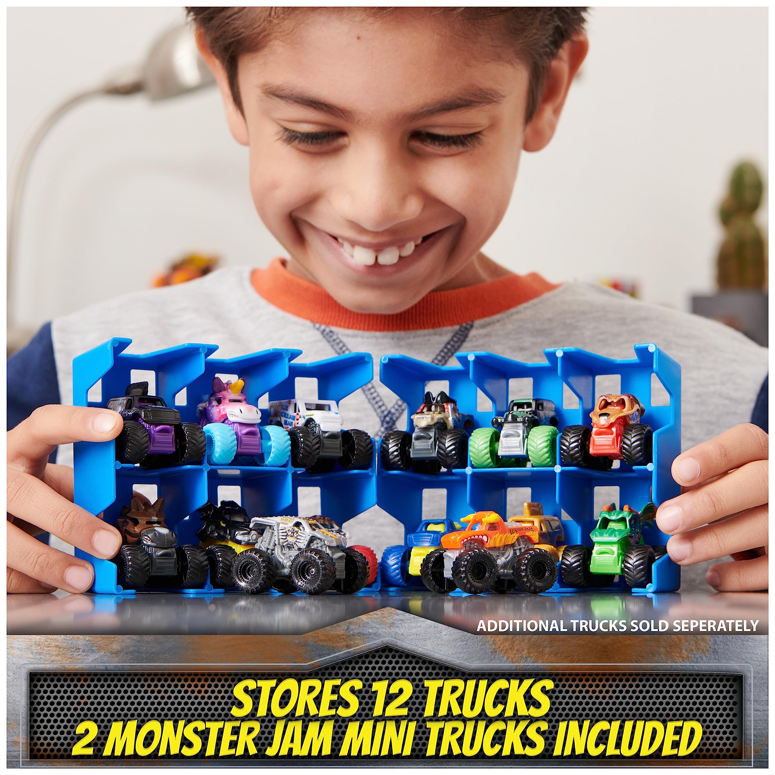 Monster Jam Mini Freestyle Flip Arena Playset - Includes 2 Trucks, Ages 3+ 8