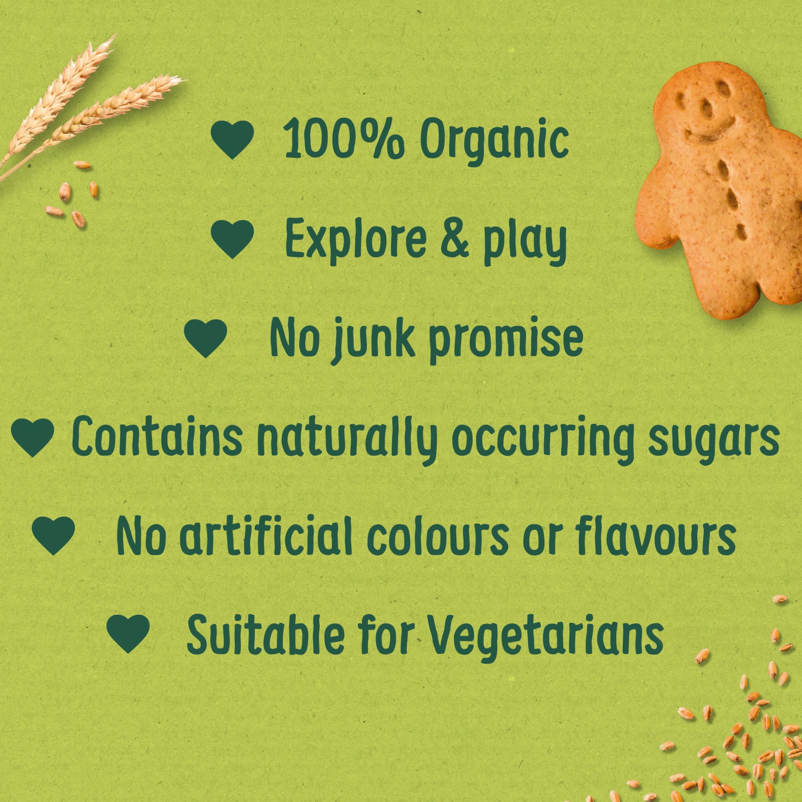 Organix Gingerbread Men Organic Toddler Snack Biscuits | 12+ Months | 135g (Pack of 6) 3