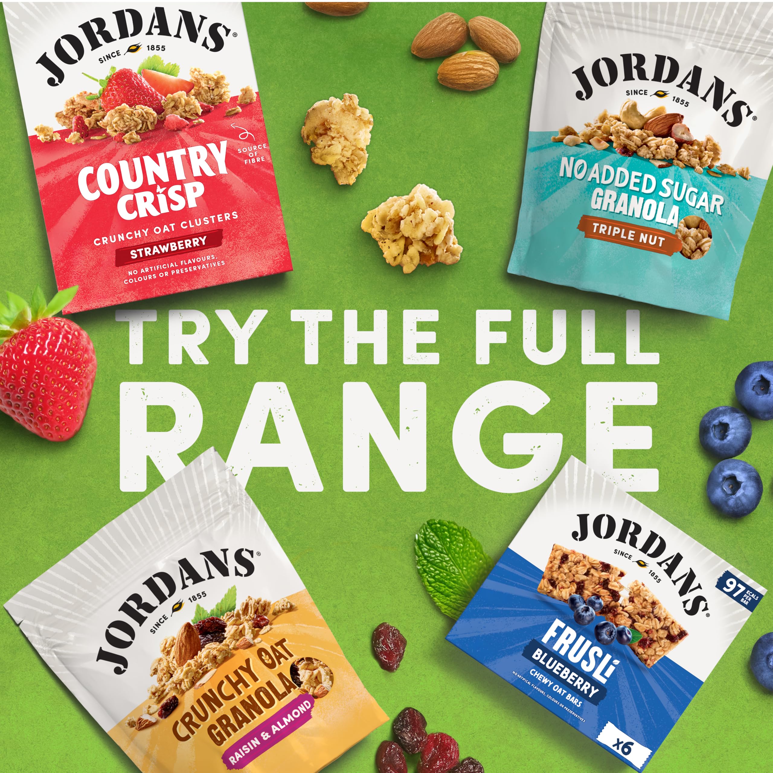 JORDANS No Added Sugar Apple & Berries Granola - High Fibre, Vegetarian | 4 x 425g Multi-pack 6