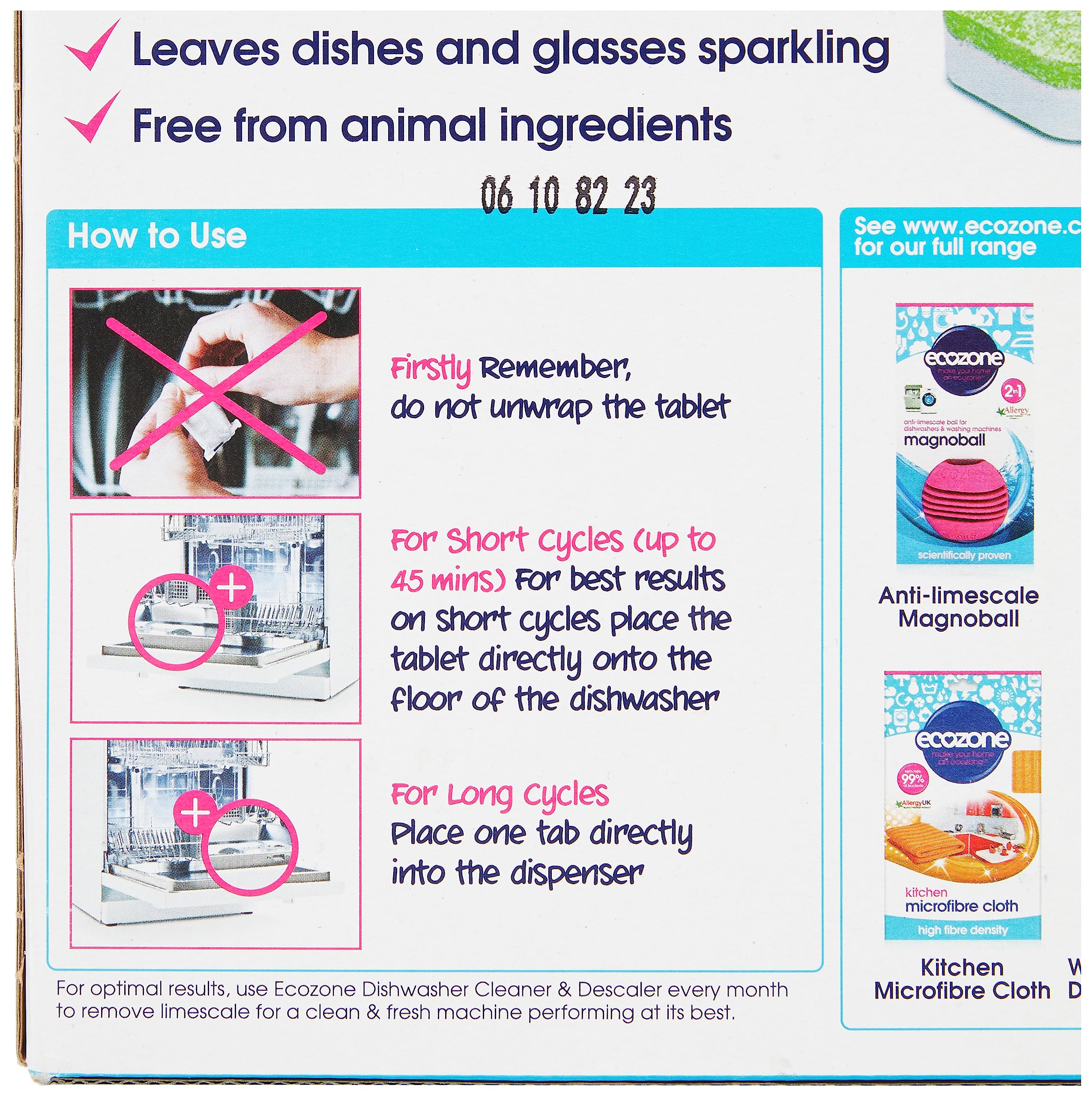 Ecozone Classic All-In-One Dishwasher Tablets - Plant-Based Cleaning | 72 Count | Vinegar Scent