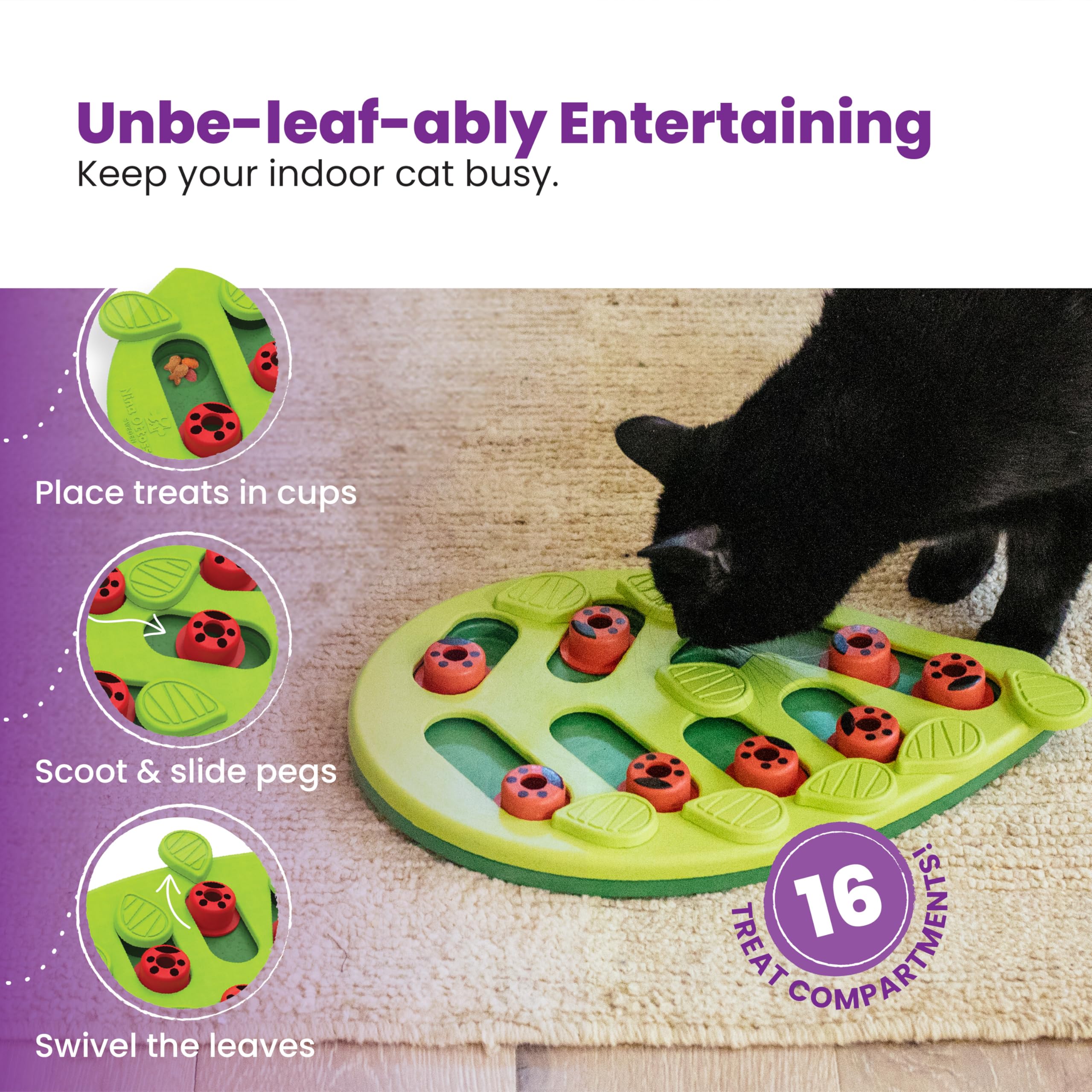 Catstages Nina Ottosson Buggin' Out Puzzle & Play - Interactive Cat Treat Dispenser | 16 Compartments 3