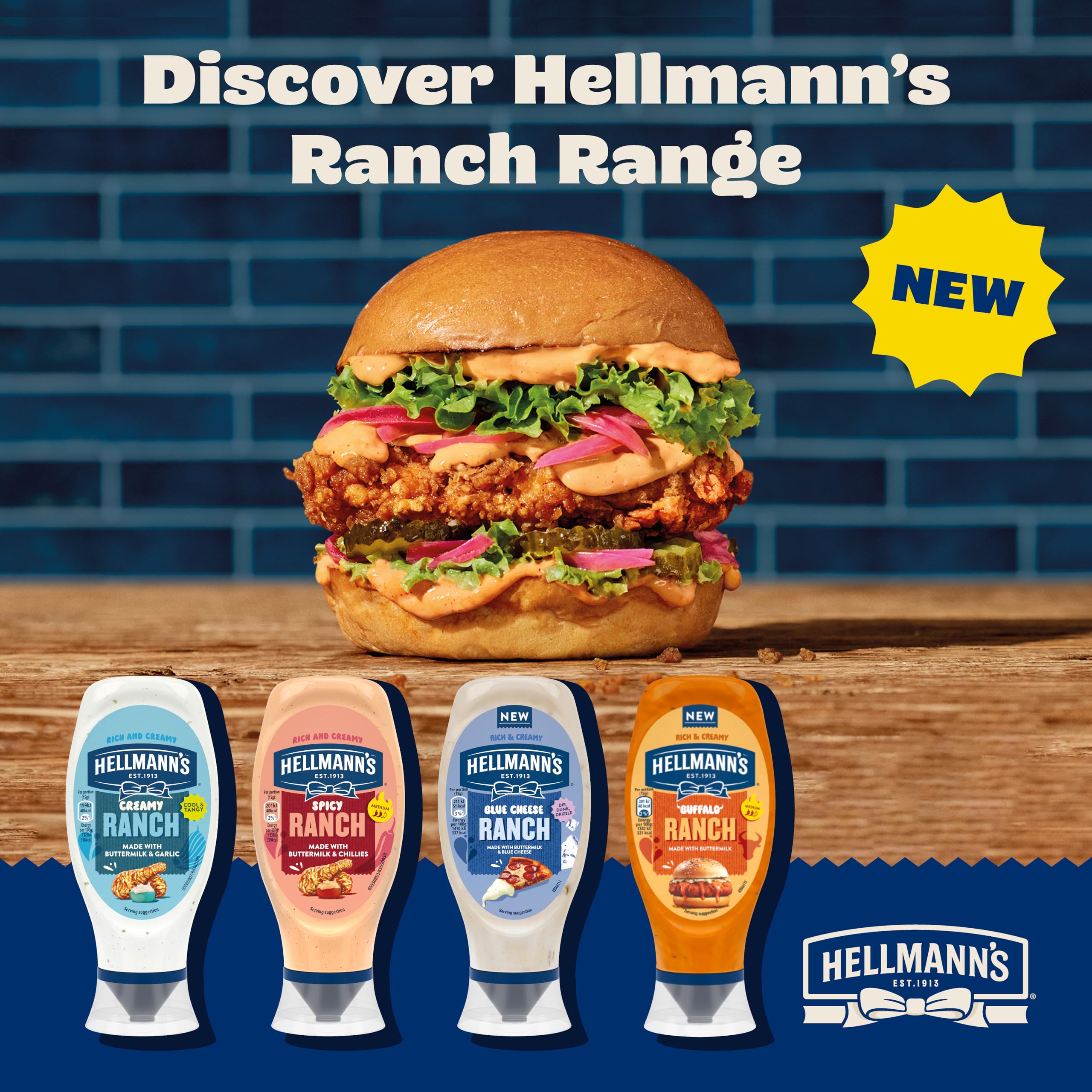 Hellmann's Blue Cheese Ranch Sauce with Buttermilk for Dipping and Drizzling | 430 ml Bottle | Gluten Free 6