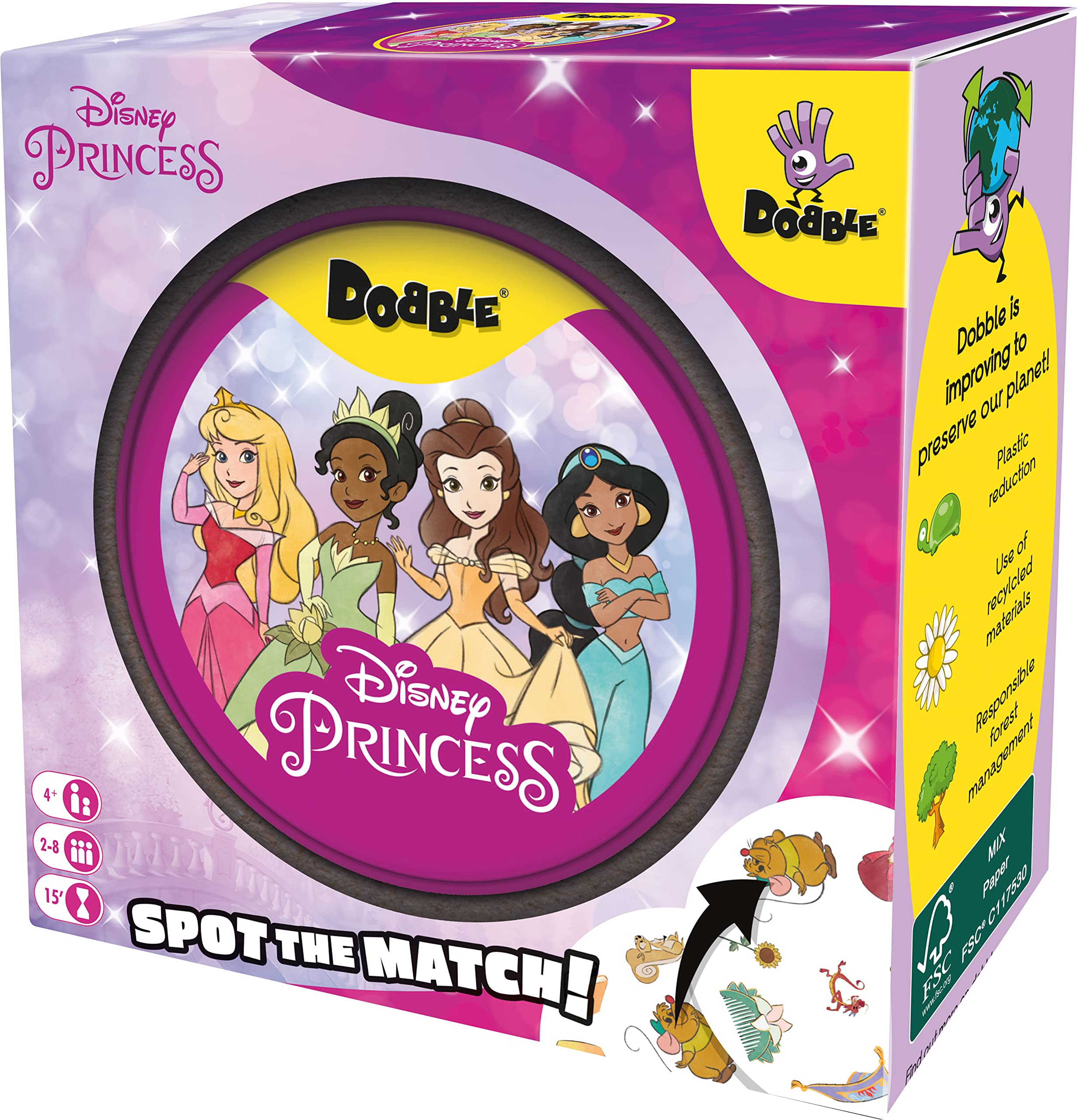 Asmodee Dobble Disney Princess Matching Card Game | Ages 4+ | 2-8 Players | 15 Min 3