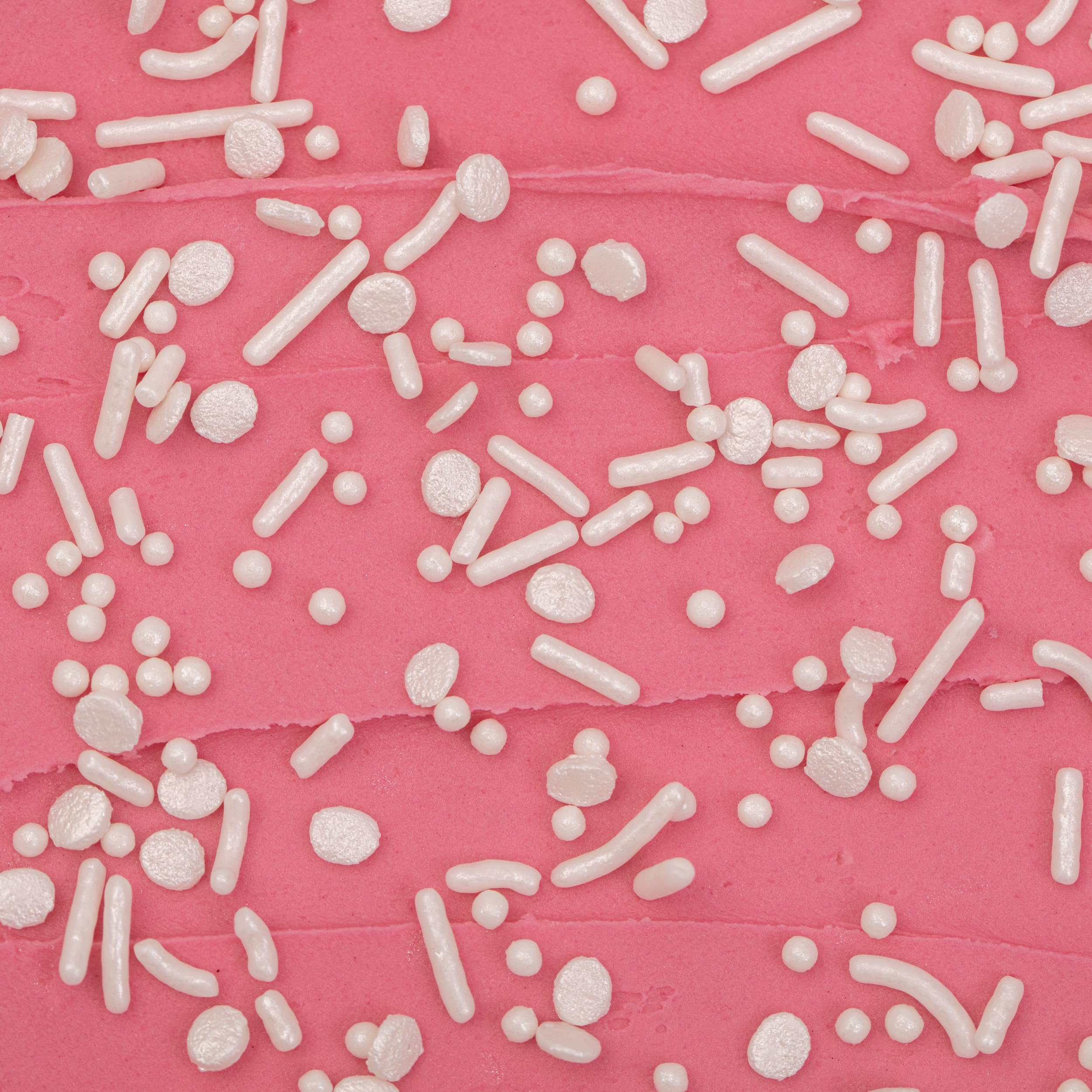 PME Cake Sprinkle Mix - White Pearl | 76g Blend of Strands, Beads & Confetti 4
