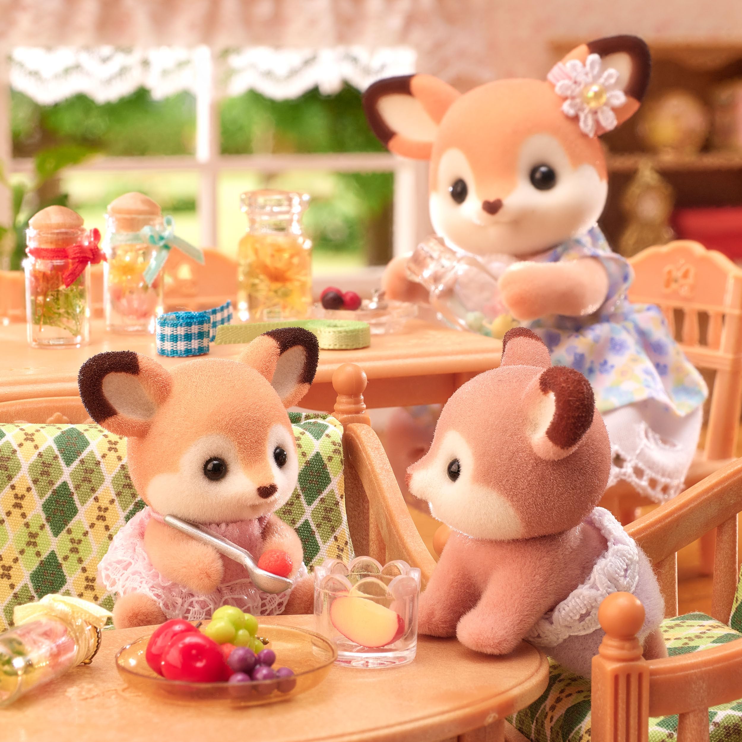 EPOCH Sylvanian Families Deer Twins 5800 with Pushcar | Ages 3+ | Colourful PVC Figures 3