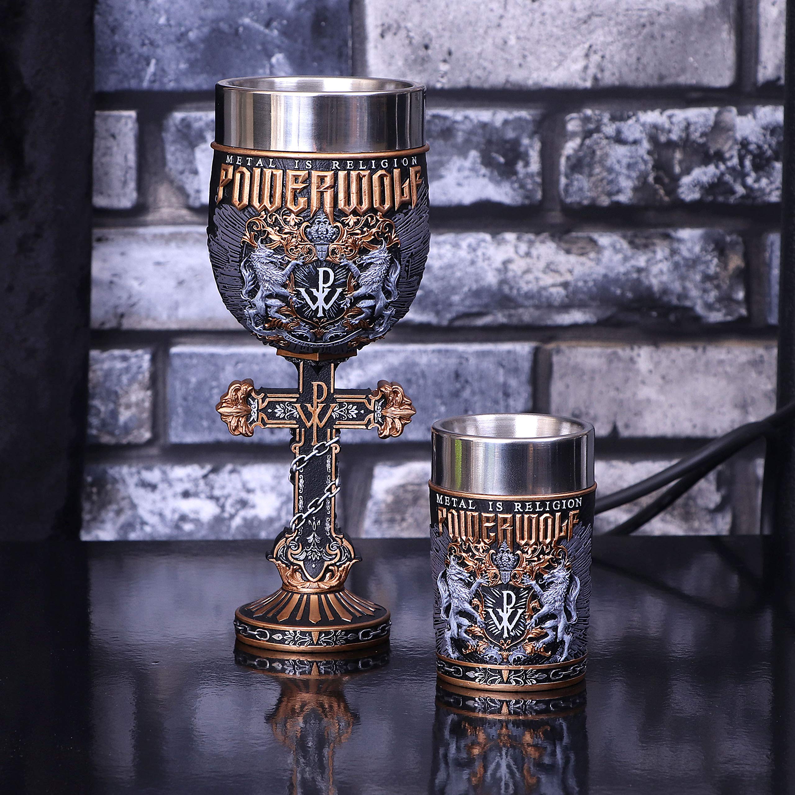 Nemesis jetzt offiziell lizenzierter Powerwolf Metal is Religion Rock Band Goblet, Schwarz 6