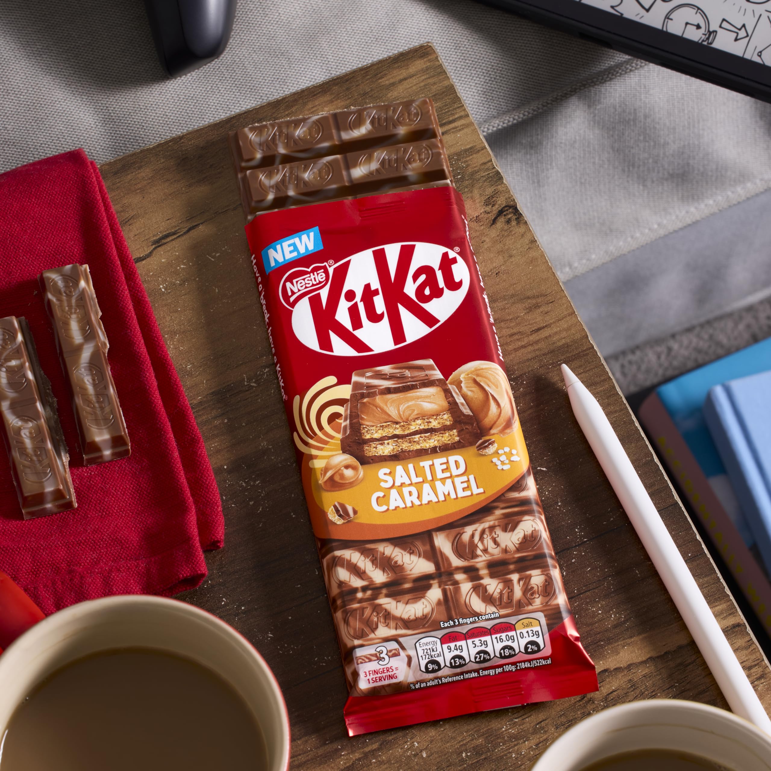 KitKat - Knusprige Waffeln mit gesalzenem Karamell und Milchschokolade zum Teilen, 99 g 6