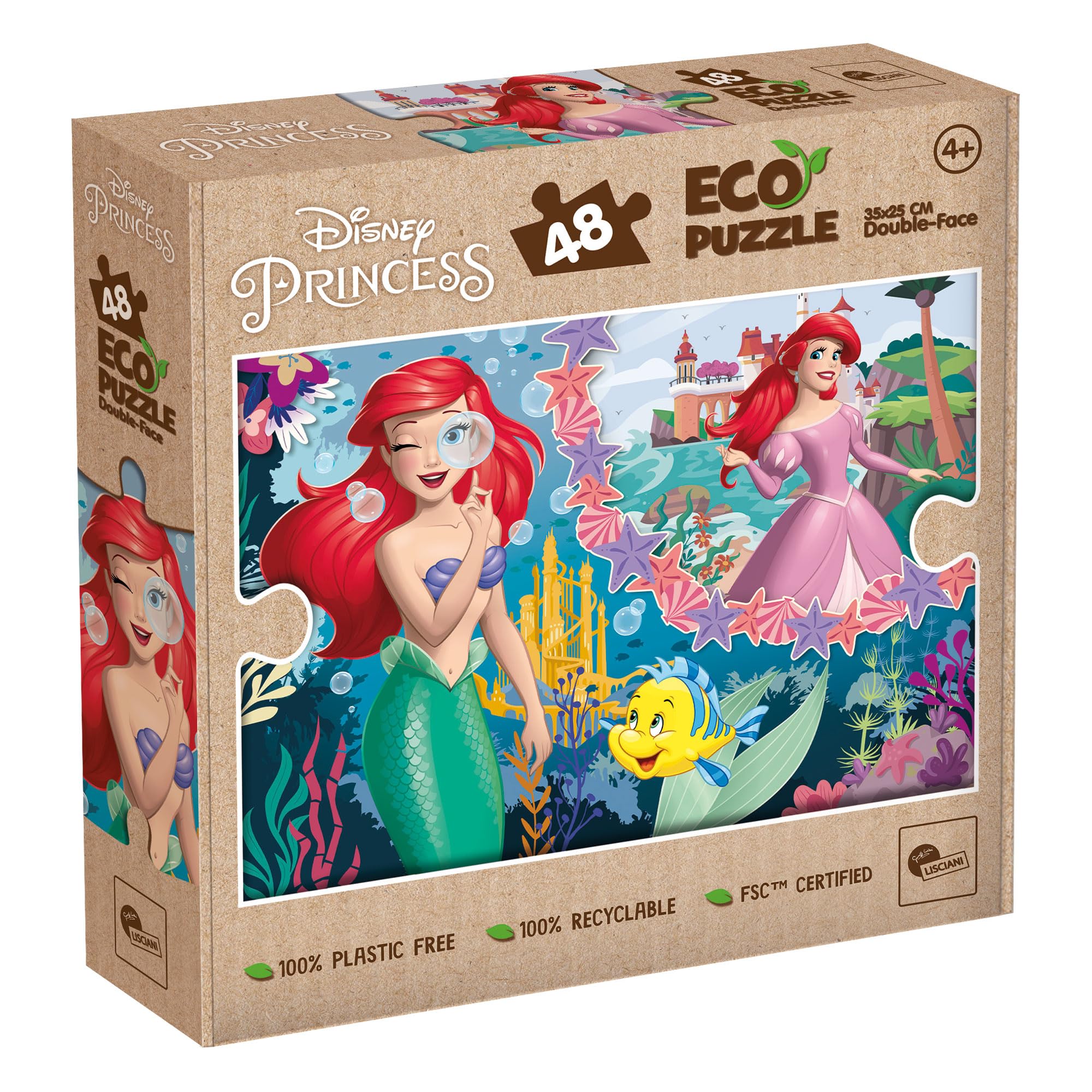 Lisciani Disney Princesses Ariel Double Sided Puzzle - 48 Pieces | Ages 4+