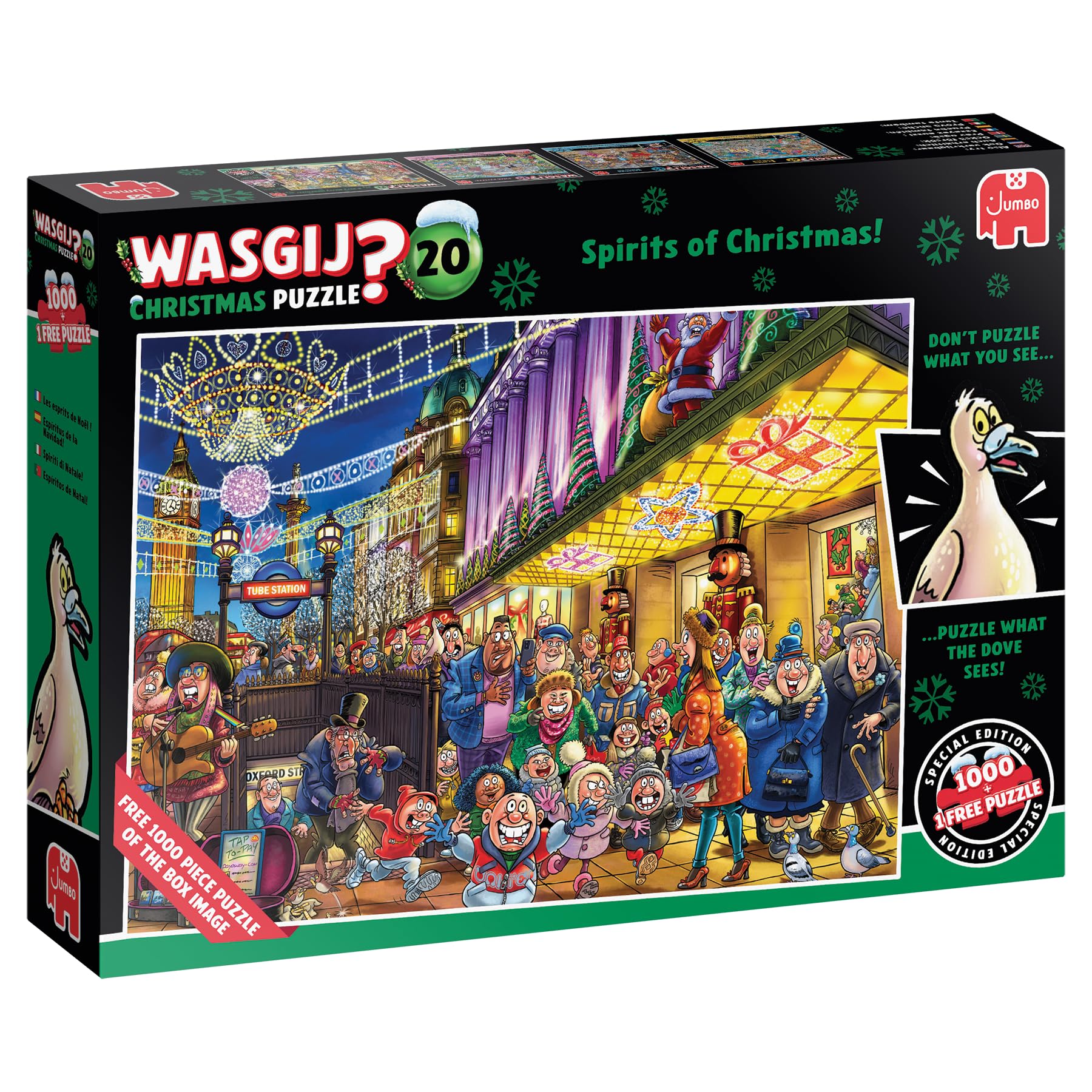 Jumbo Wasgij Christmas 20 Spirits of Christmas - 2 x 1000 Piece Puzzles | Recycled Board