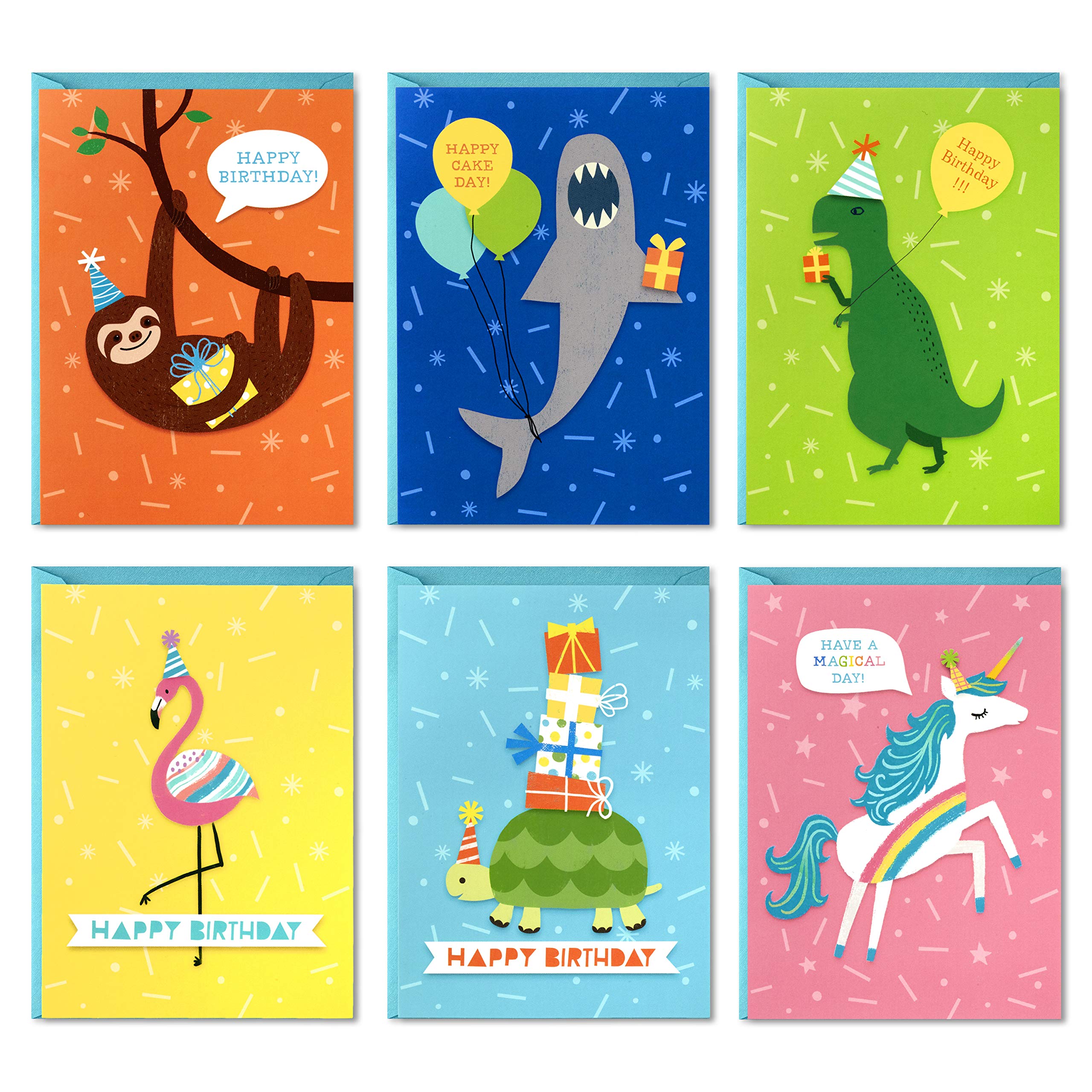 Hallmark Kids Birthday Cards Assortment - 48 Cards, 6 Designs, Blank Inside | 3.75" x 5.2"