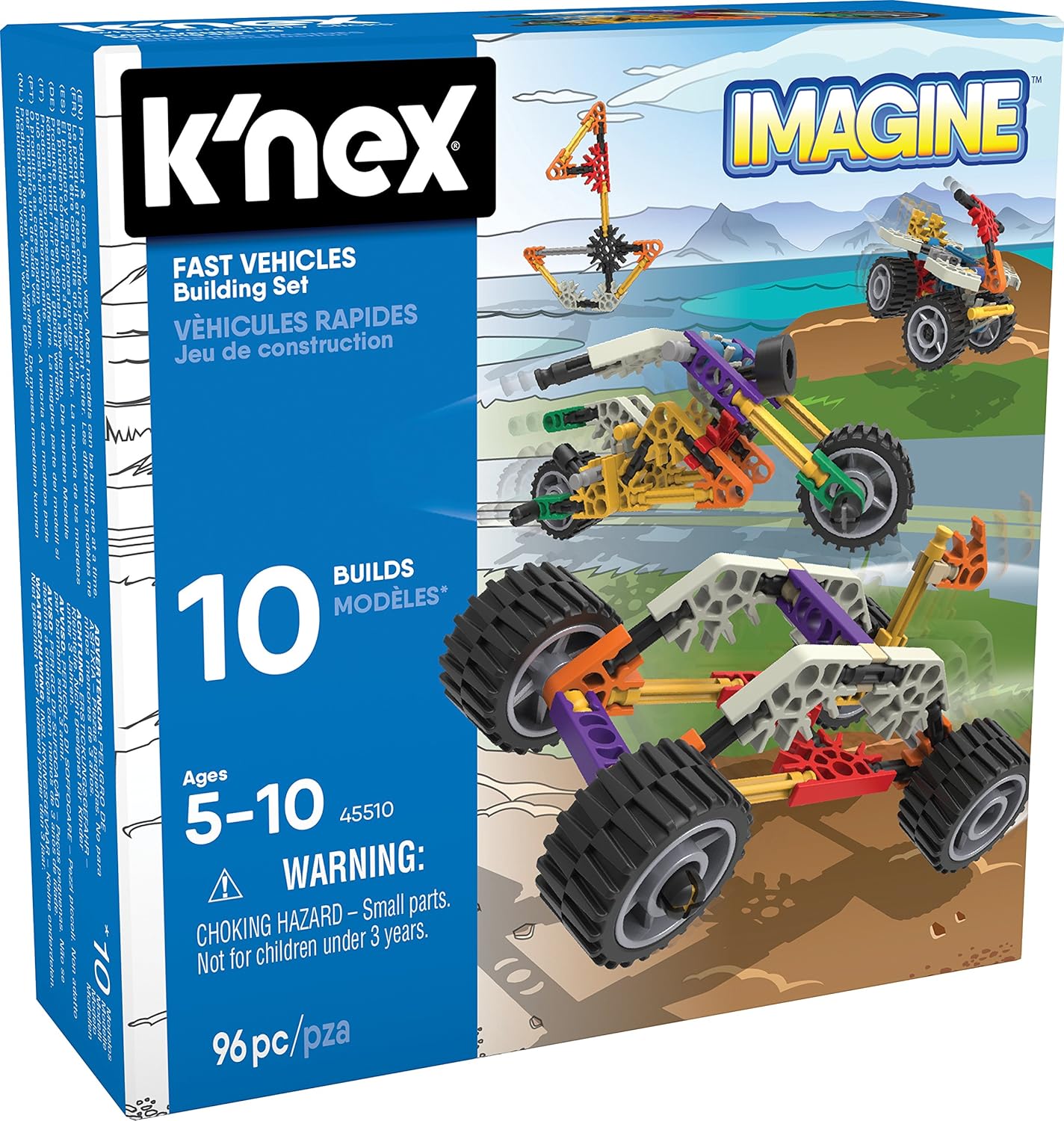 K"Nex Imagine 10 Modellbausatz für Anfänger mit lustigen, schnellen Fahrzeugen – 96-teiliger MINT-Bausatz für Kinder ab 5 Jahren