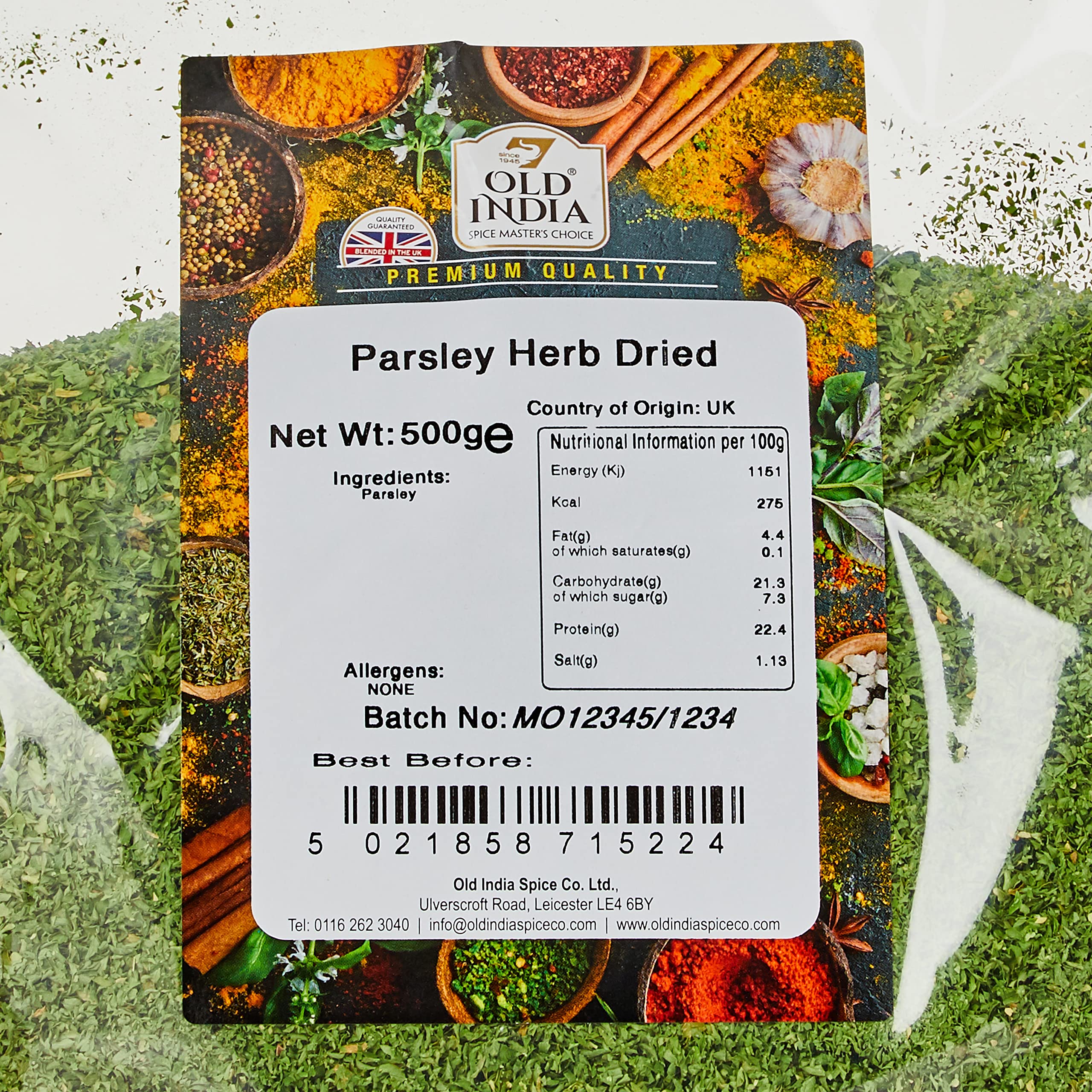 Old India Dried Parsley Herb - 100% Natural & Additive Free | 500g Pouch
