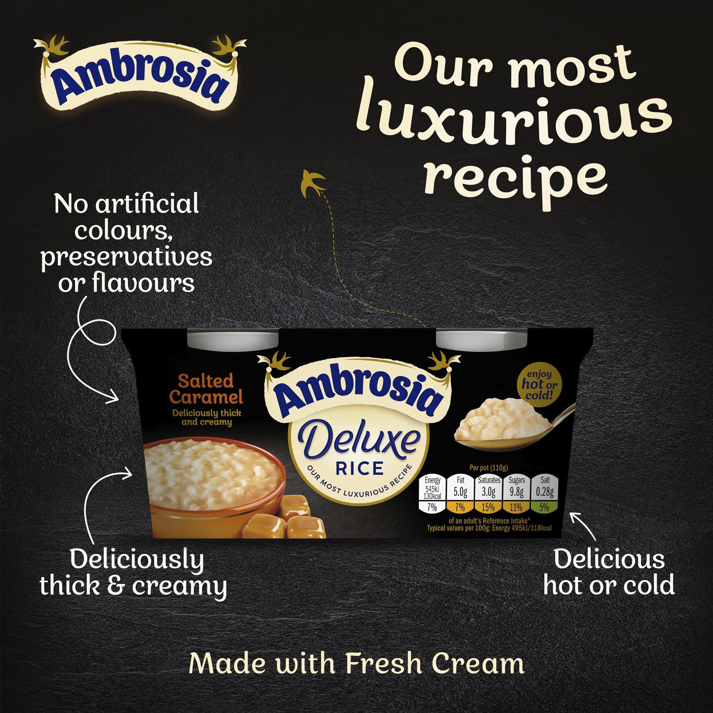 Ambrosia Deluxe Rice Pudding - Salted Caramel Flavour | Pack of 16 Pots (110g Each) 5