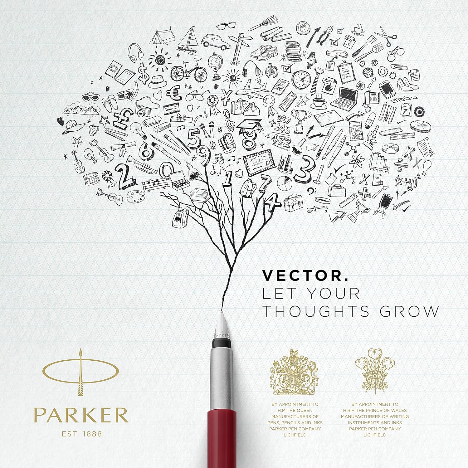 Parker Vector Fountain Pen | Stainless Steel with Chrome Trim | Medium Nib | Blue Ink | Hangtab 8