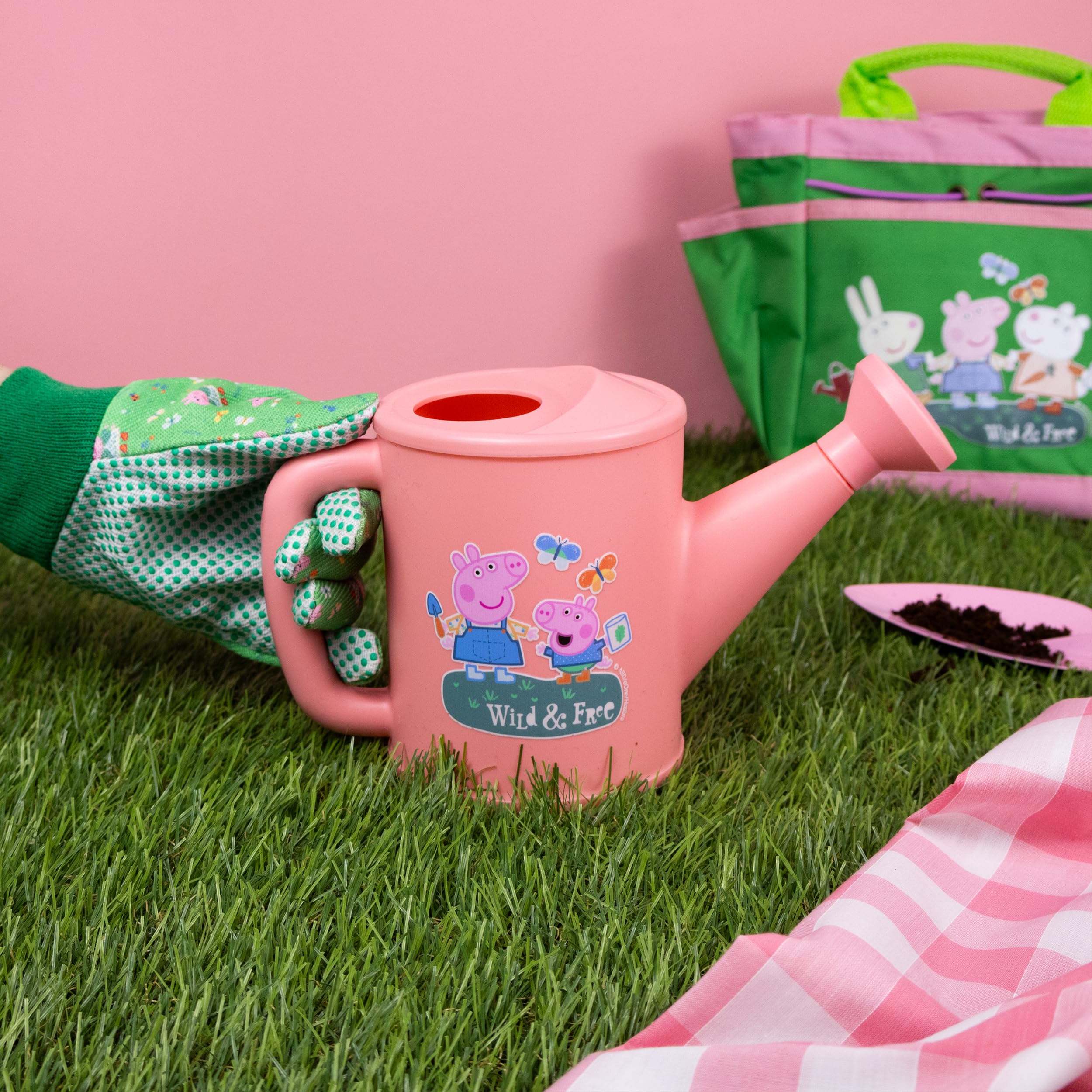 Robert Frederick Peppa Pig Children’s Gardening Set - 5-Piece Tool Set with Carry Bag | Green and Pink 4