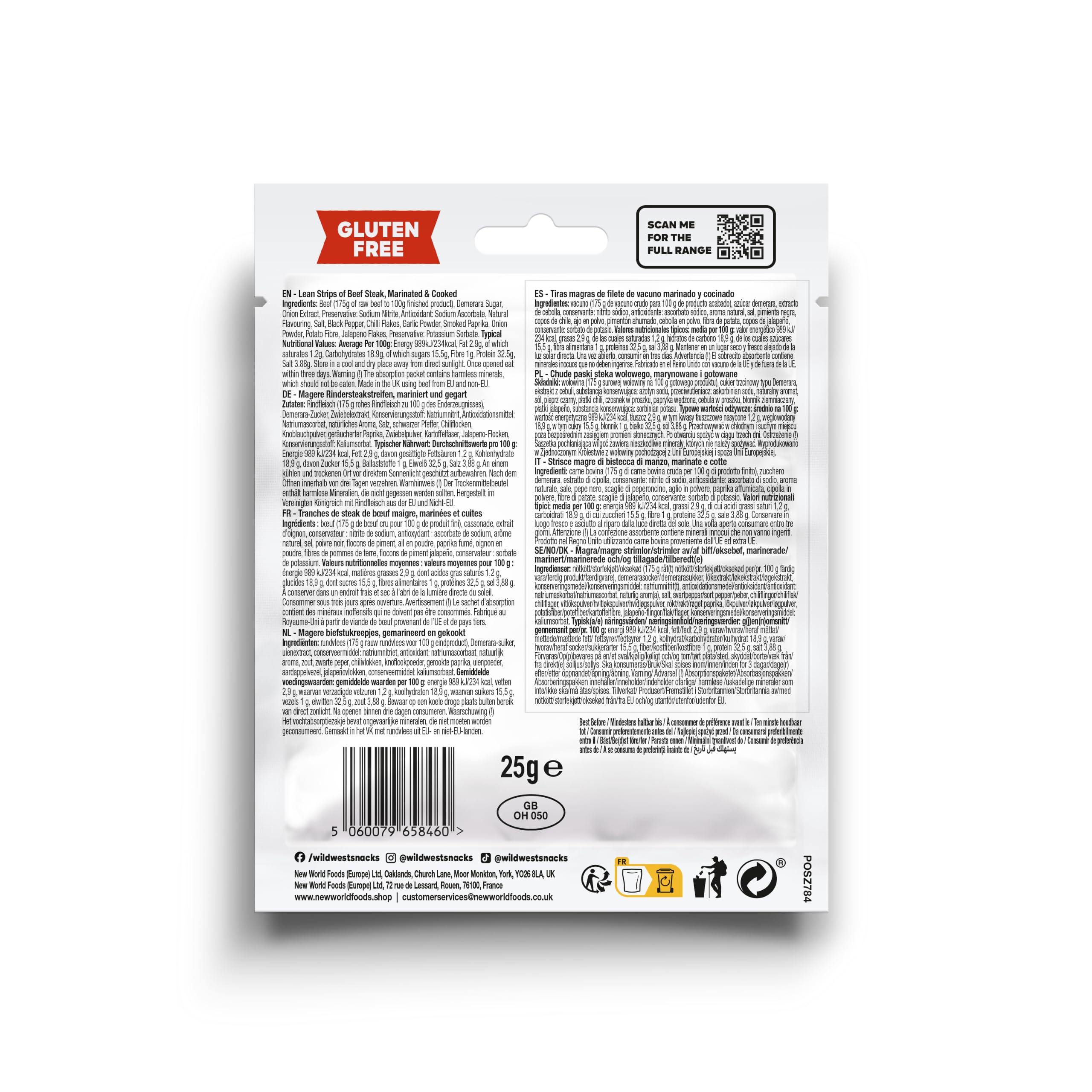 WILD WEST Jalapeno Beef Jerky - High Protein, Gluten Free Snack | 25g Strips (Pack of 12) 3