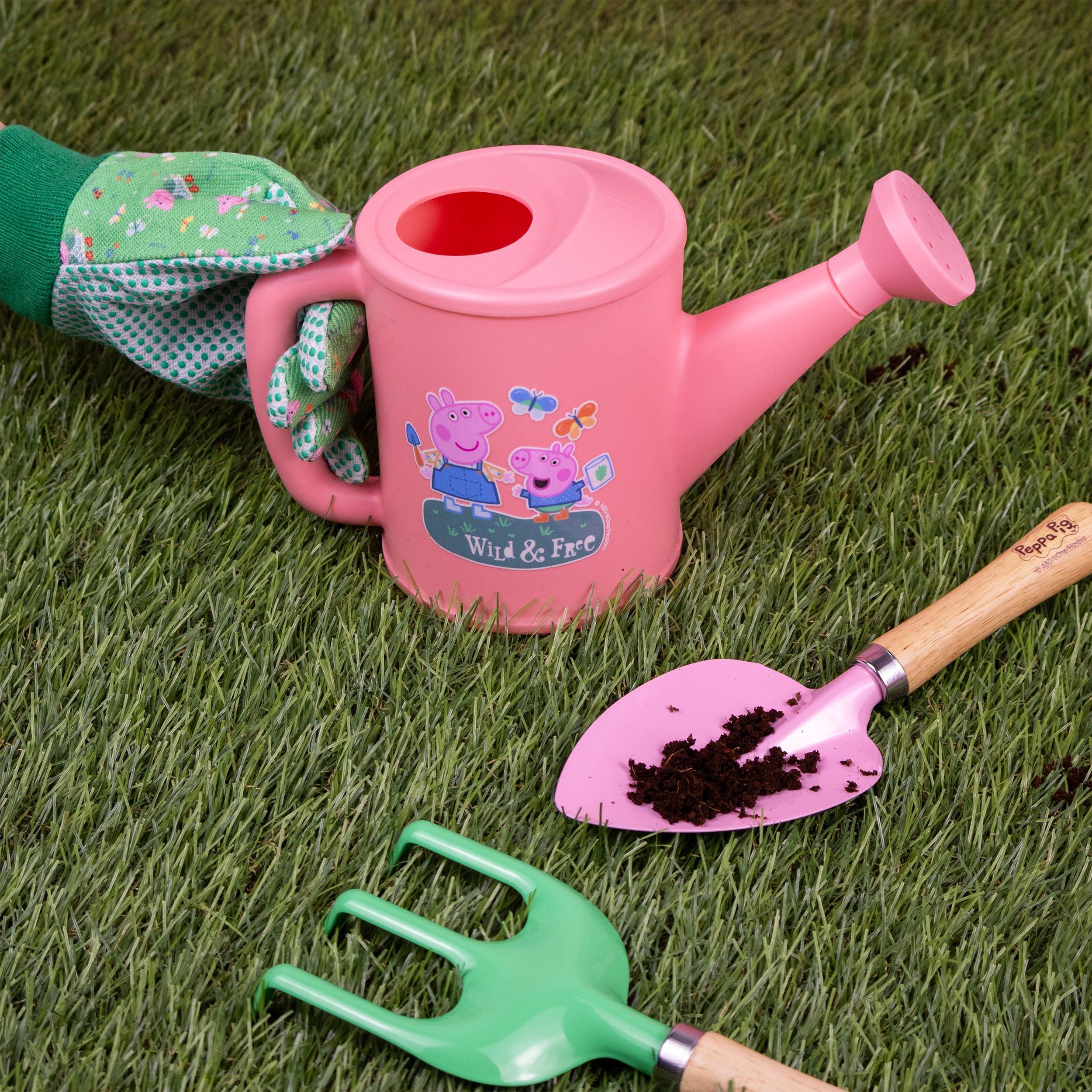 Robert Frederick Peppa Pig Children’s Gardening Set - 5-Piece Tool Set with Carry Bag | Green and Pink 3