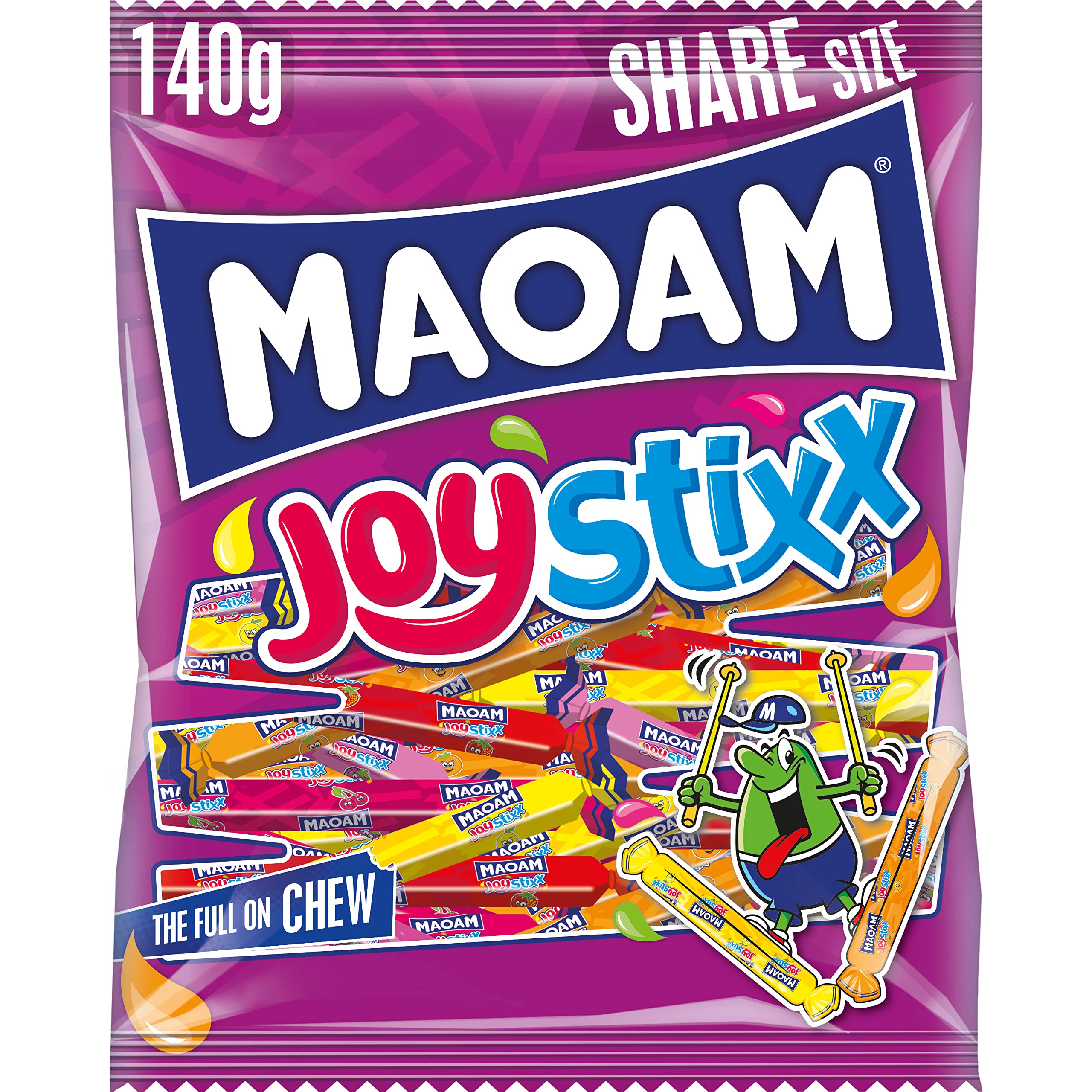 Maoam Joystixx - Chewy Fruit & Cola Flavour Sweets | 140g Share Bag