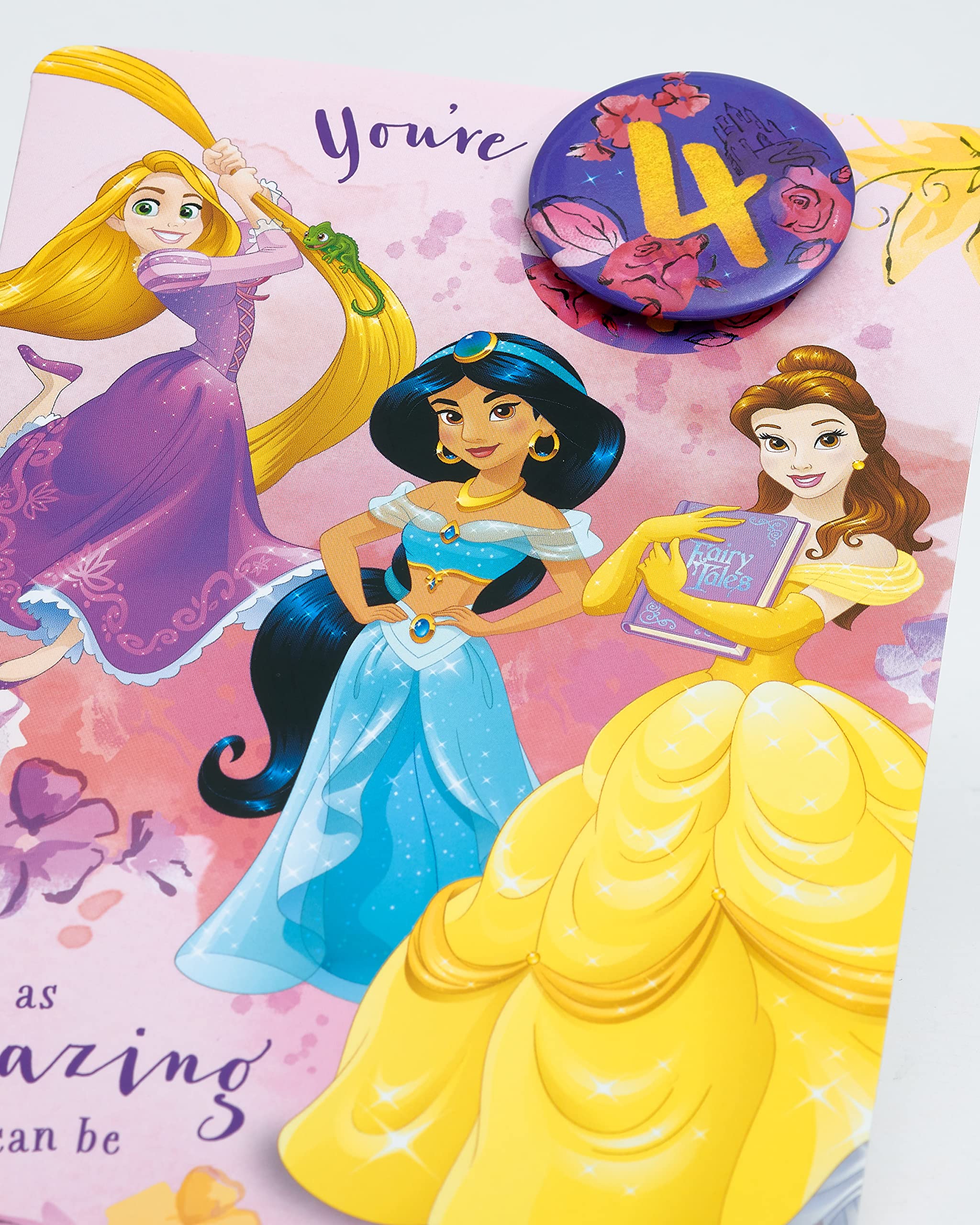UK Greetings Disney Princess 4th Birthday Card - FSC Certified | 143 x 216 mm 4