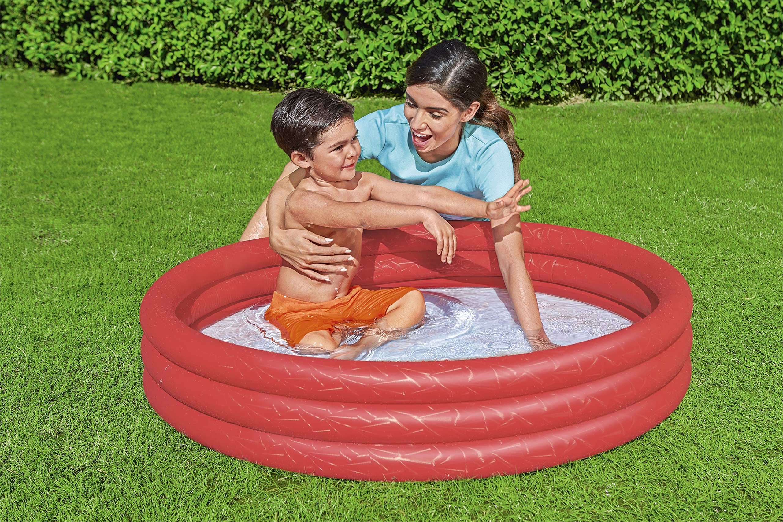 Bestway Inflatable 3-Ring Paddling Pool - Multicolor, 102 x 102 x 25 cm | PVC