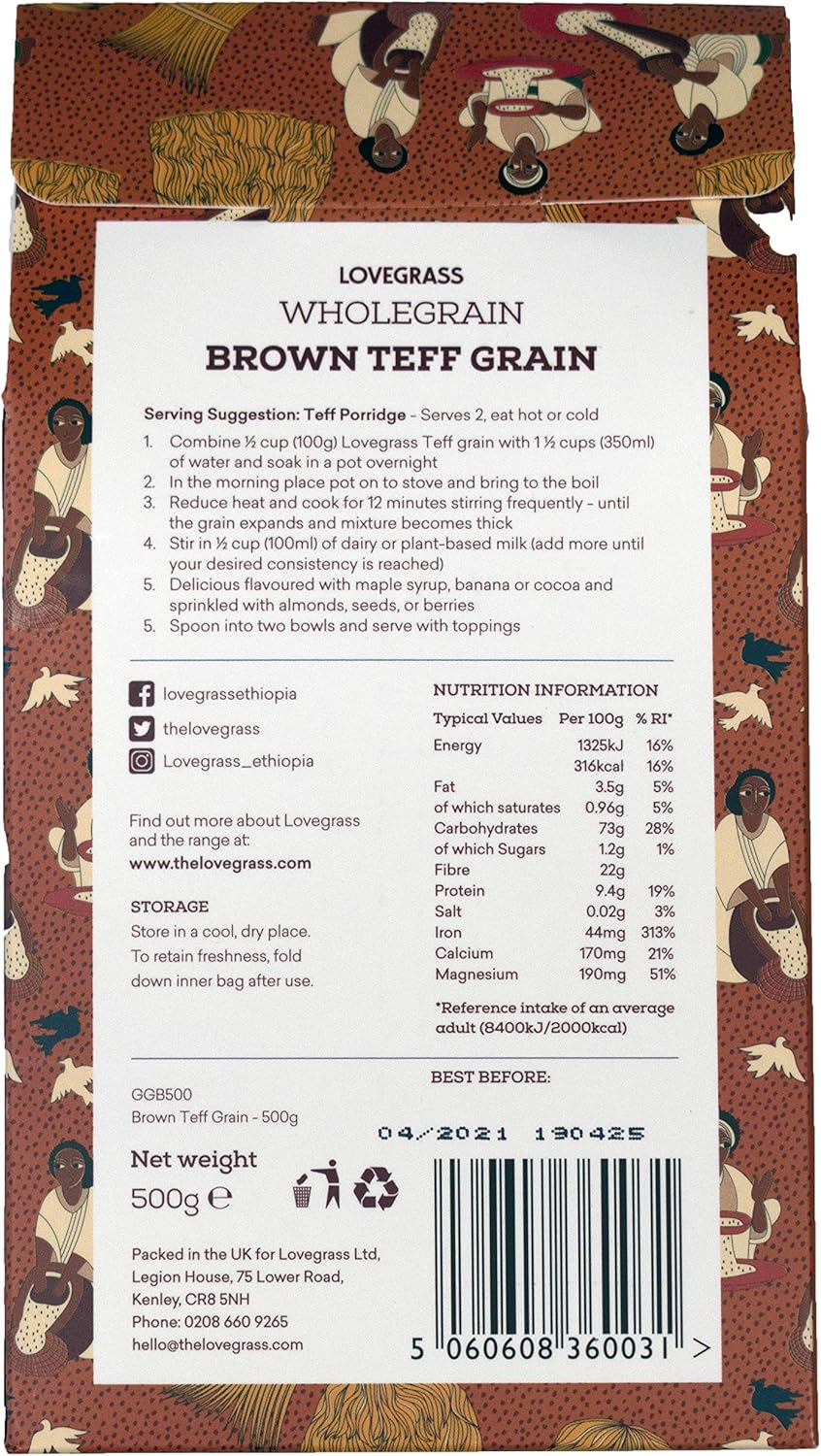Lovegrass Habesha Brown Teff Grain – 500 g – Glutenfrei – Vegan &amp; Milchfrei 4