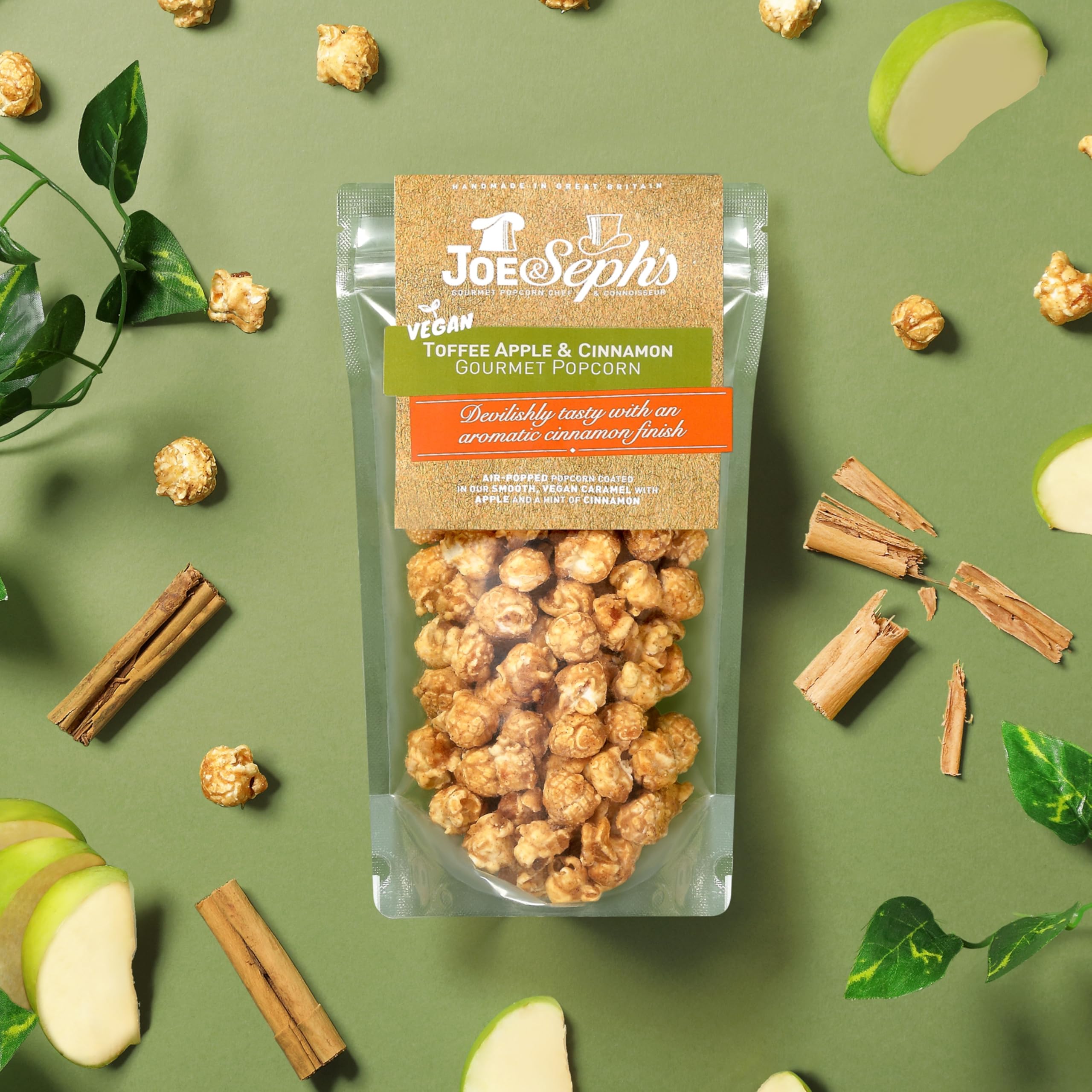 Joe & Seph's Vegan Toffee Apple with Cinnamon Popcorn - 80g Pouch 4